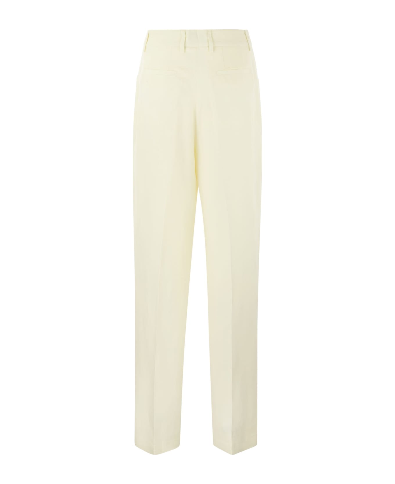 PT Torino Gabrielle - Viscose And Linen Trousers - White