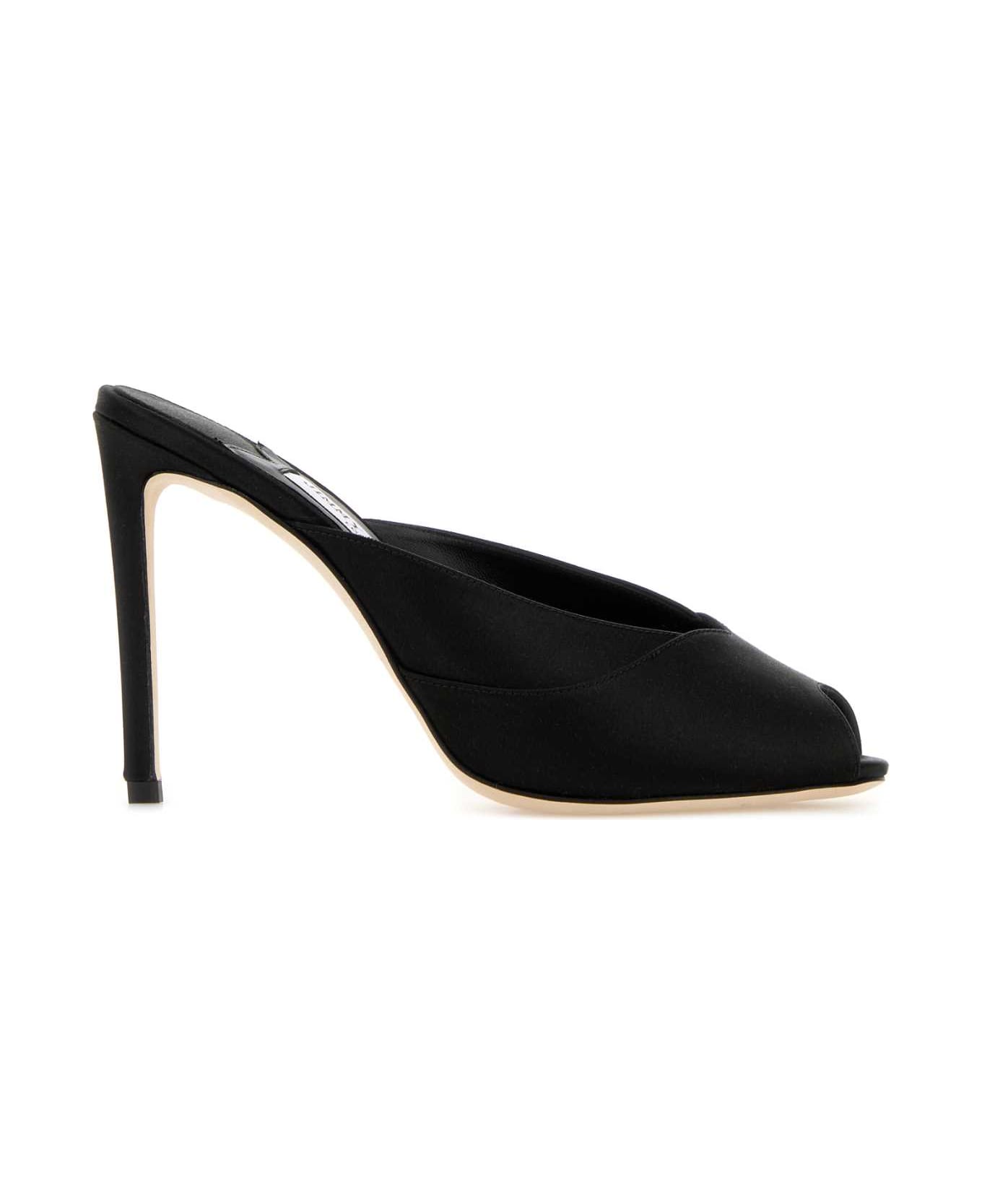 Jimmy Choo Black Satin Brigitte Mules - BLACK