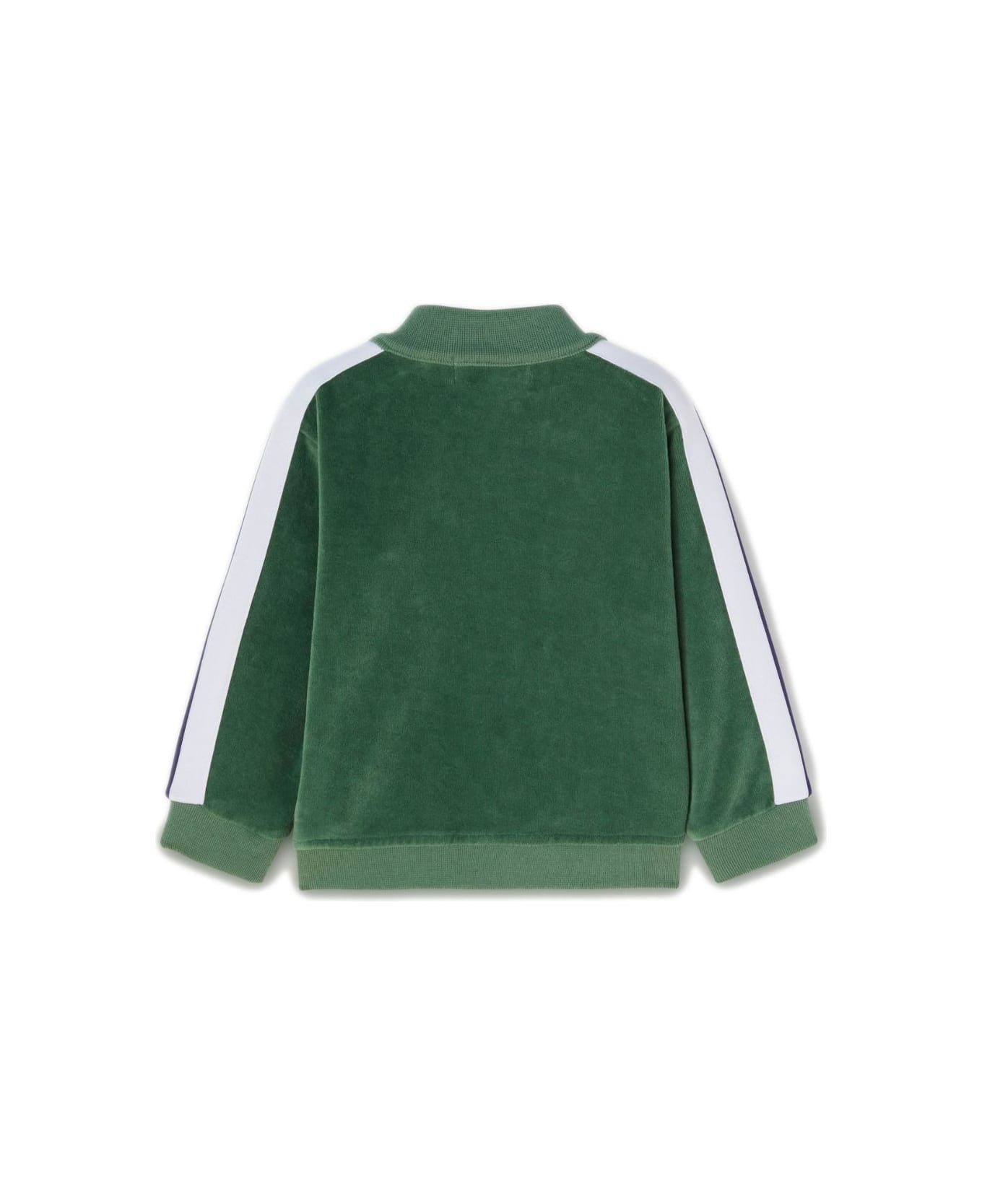Palm Angels Green Track Jacket With Zip And Logo - Green ニットウェア＆スウェットシャツ