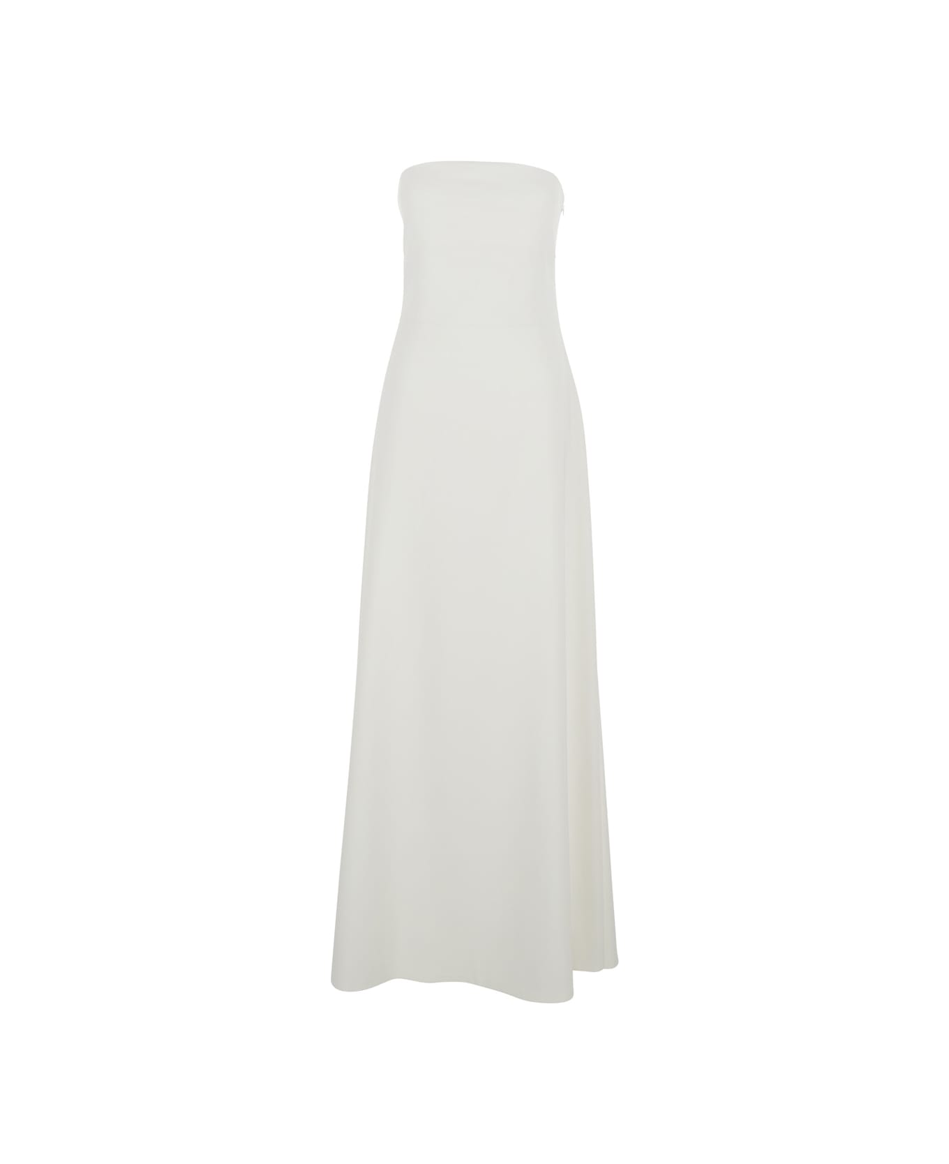 Jacquemus 
le Robe Bustier
 White Off-shoulder Long Dress With Folded Train On The Rear In Viscose Stretch Woman - White