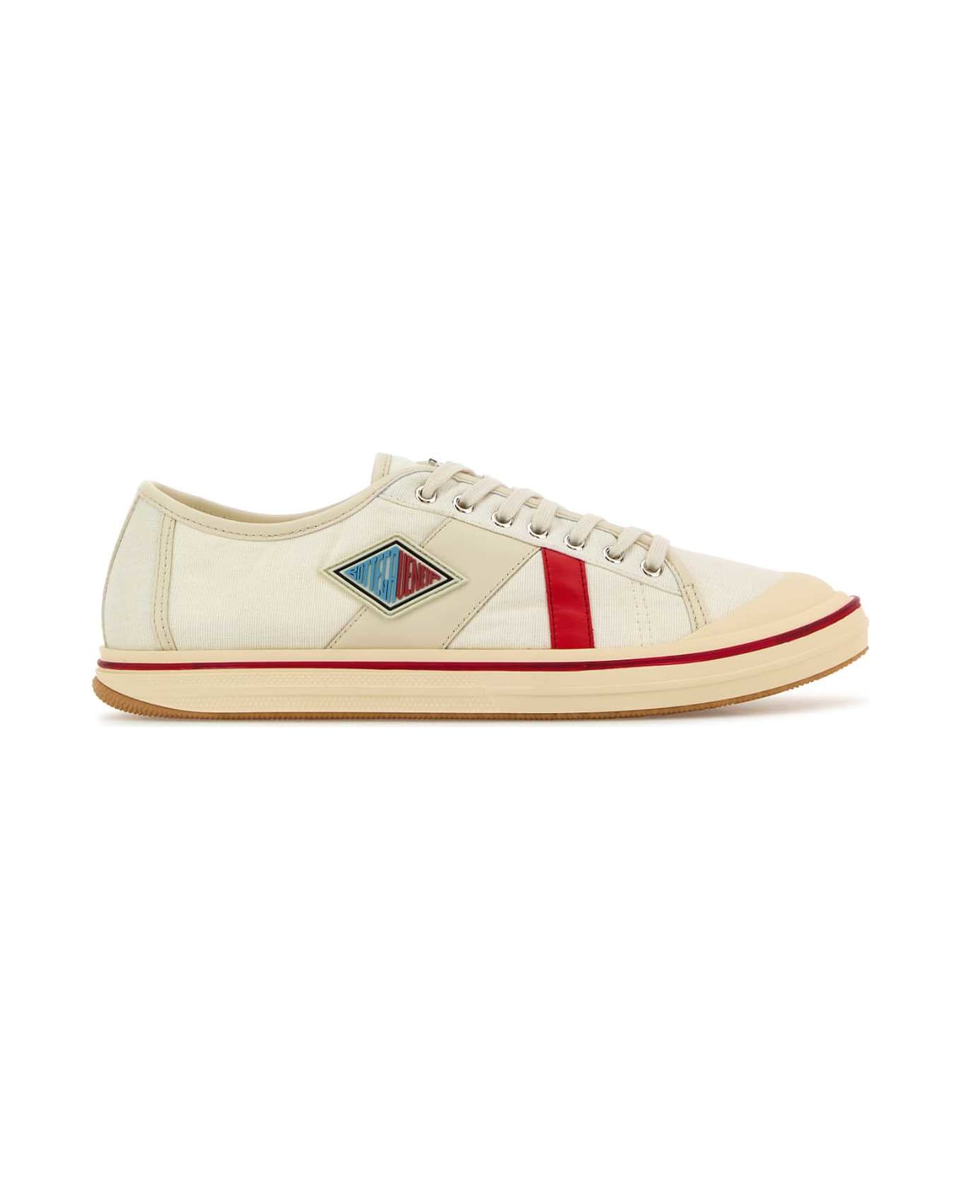 Bottega Veneta Ivory Canvas Eliot Sneakers - WHITESEASALT