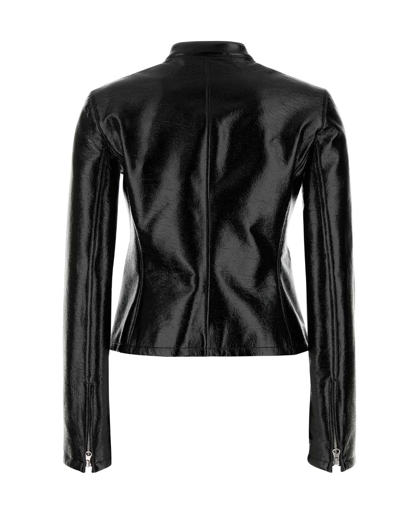 Courrèges Black Stretch Vynil Jacket - Black
