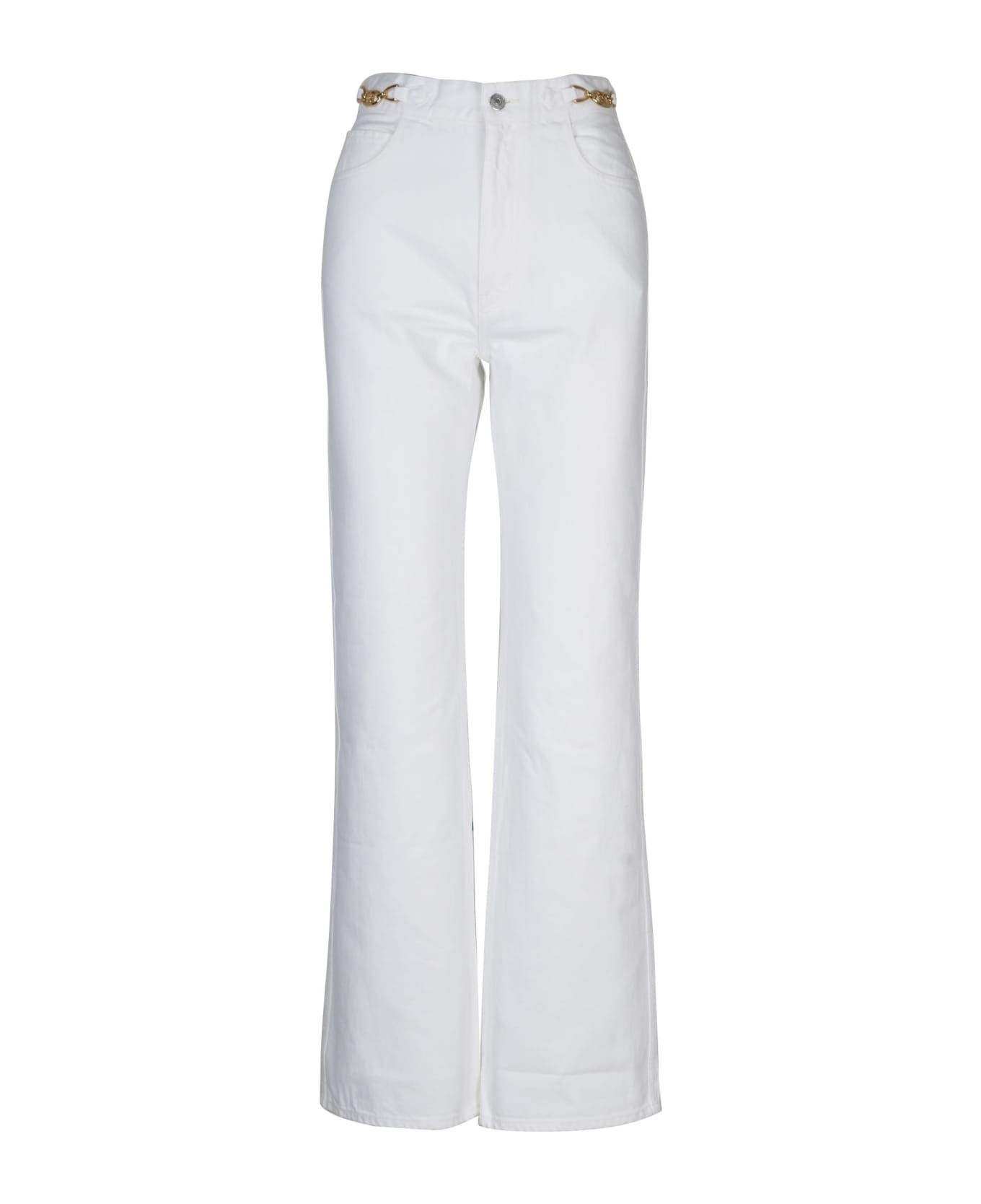 Celine High Waist Jeans With Triomphe Clamps - Bianco