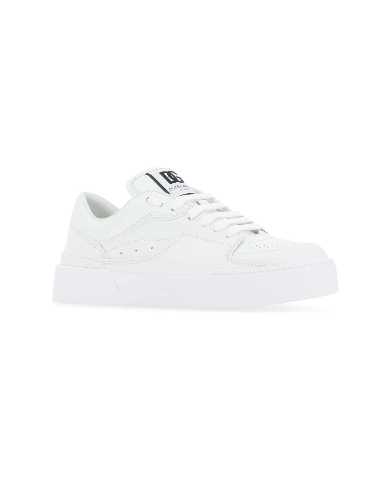 Dolce & Gabbana White Leather New Roma Sneakers - 80001