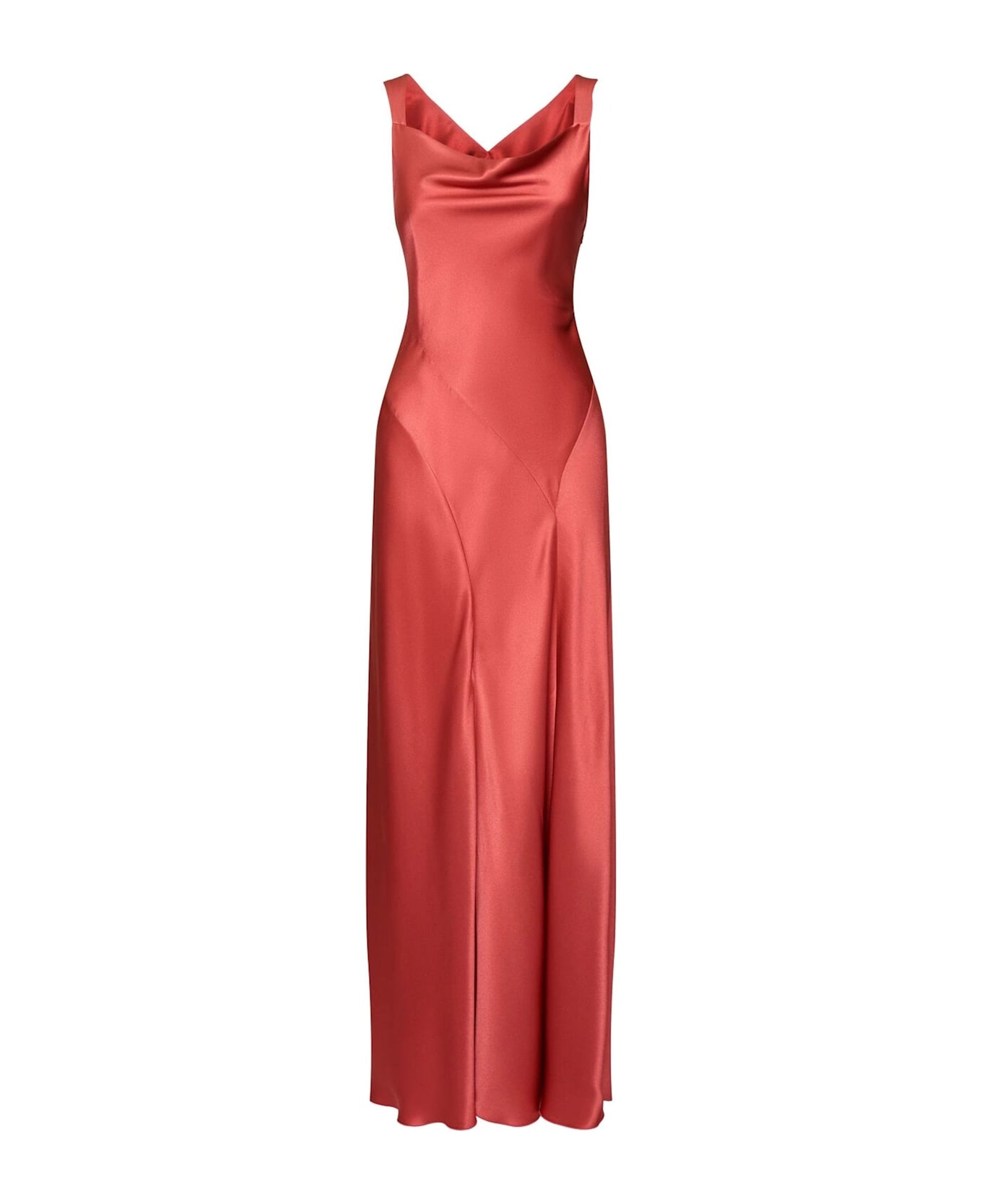 Alberta Ferretti Silk Gown - Coral Red
