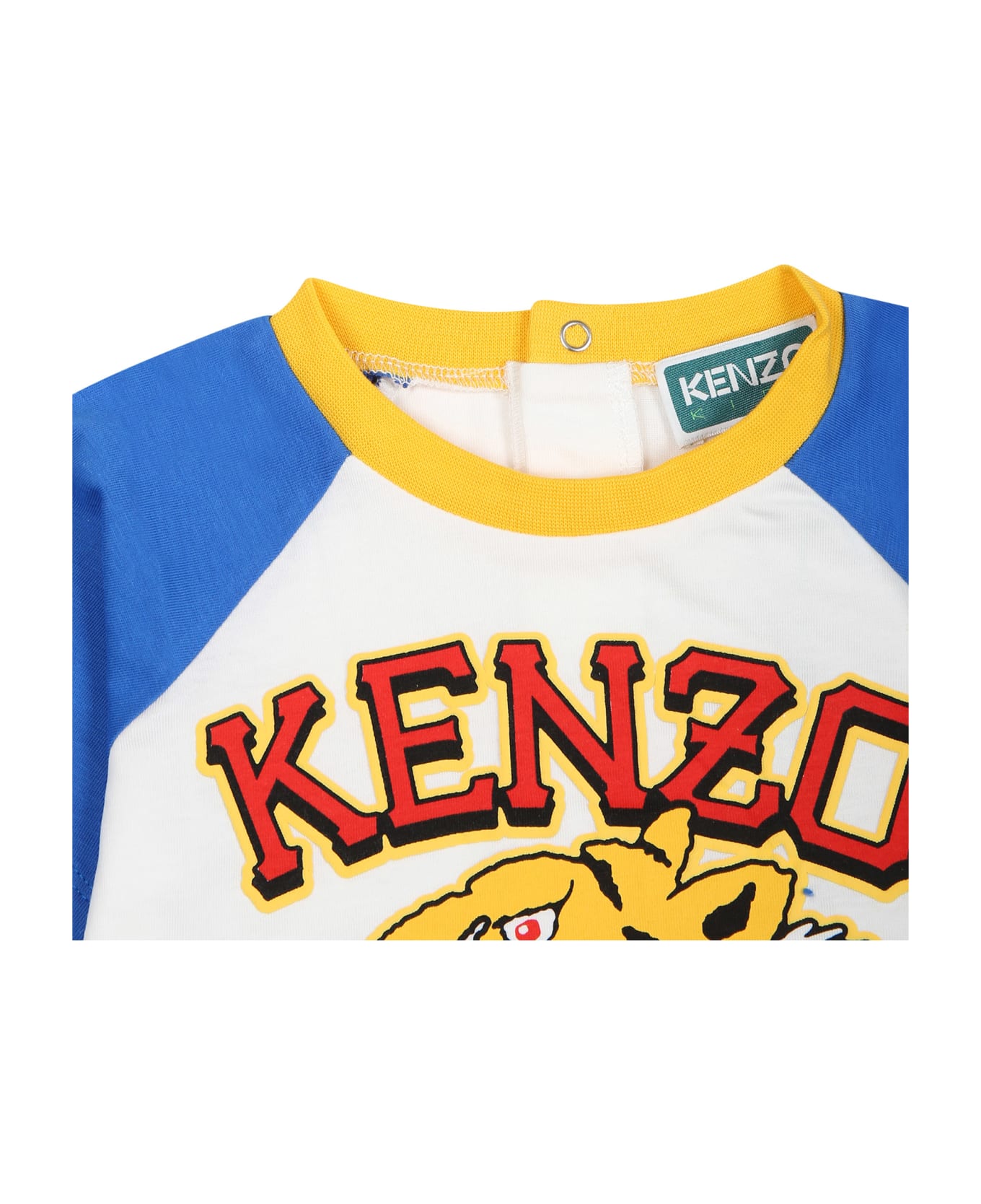 Kenzo Kids White Baby Boy T-shirt With Iconic Tiger Print - White Tシャツ＆ポロシャツ