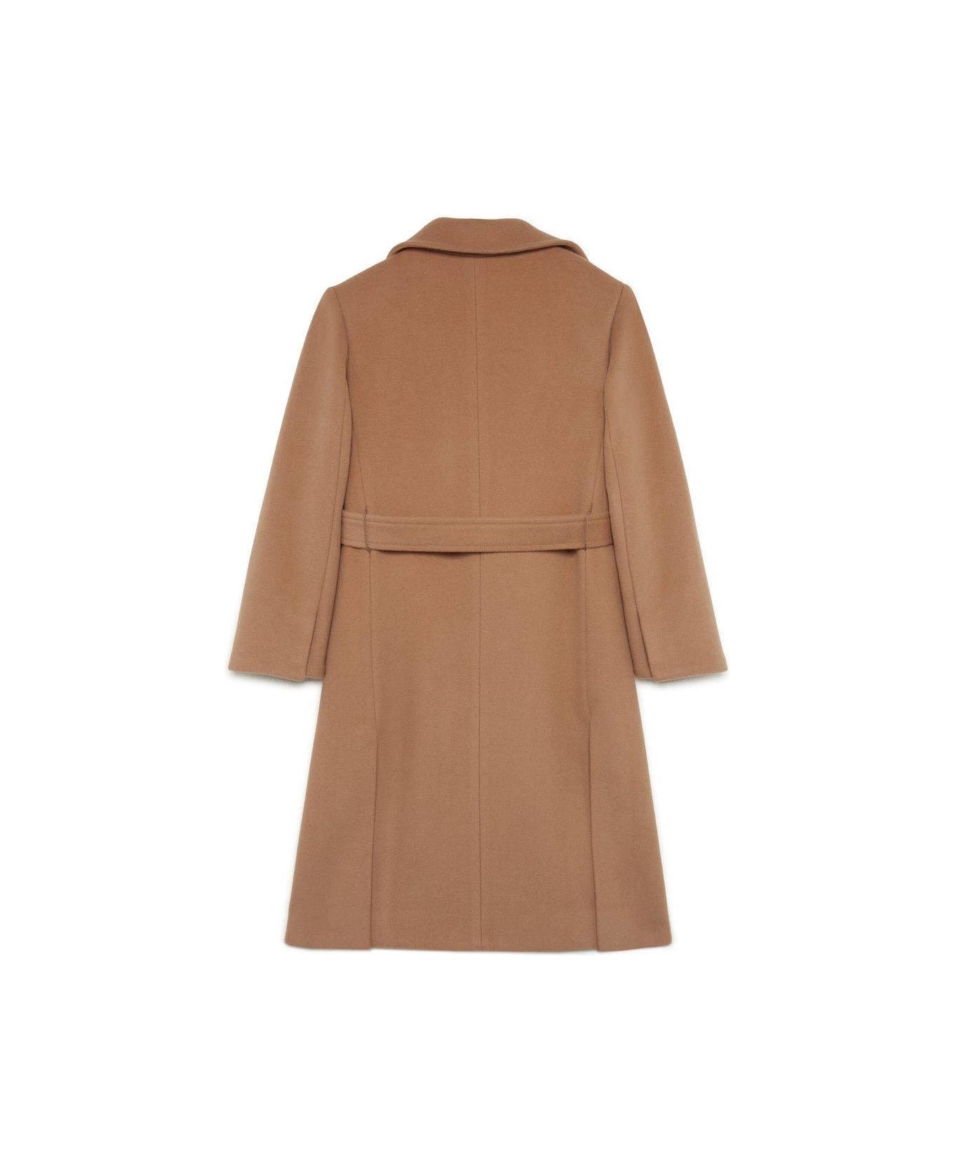 Max&Co. Belted Single-breasted Long Sleeevd Coat - Cammello