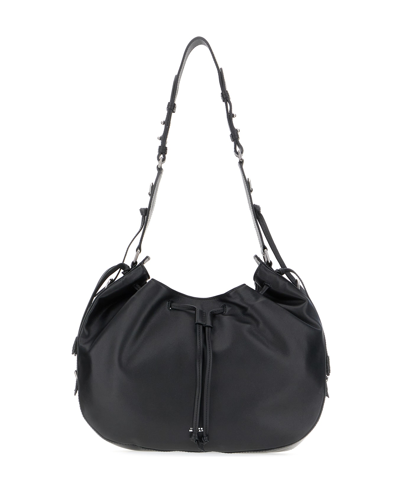 Isabel Marant Black Leather Hobo Bolton Shoulder Bag - BLACK/SILVER