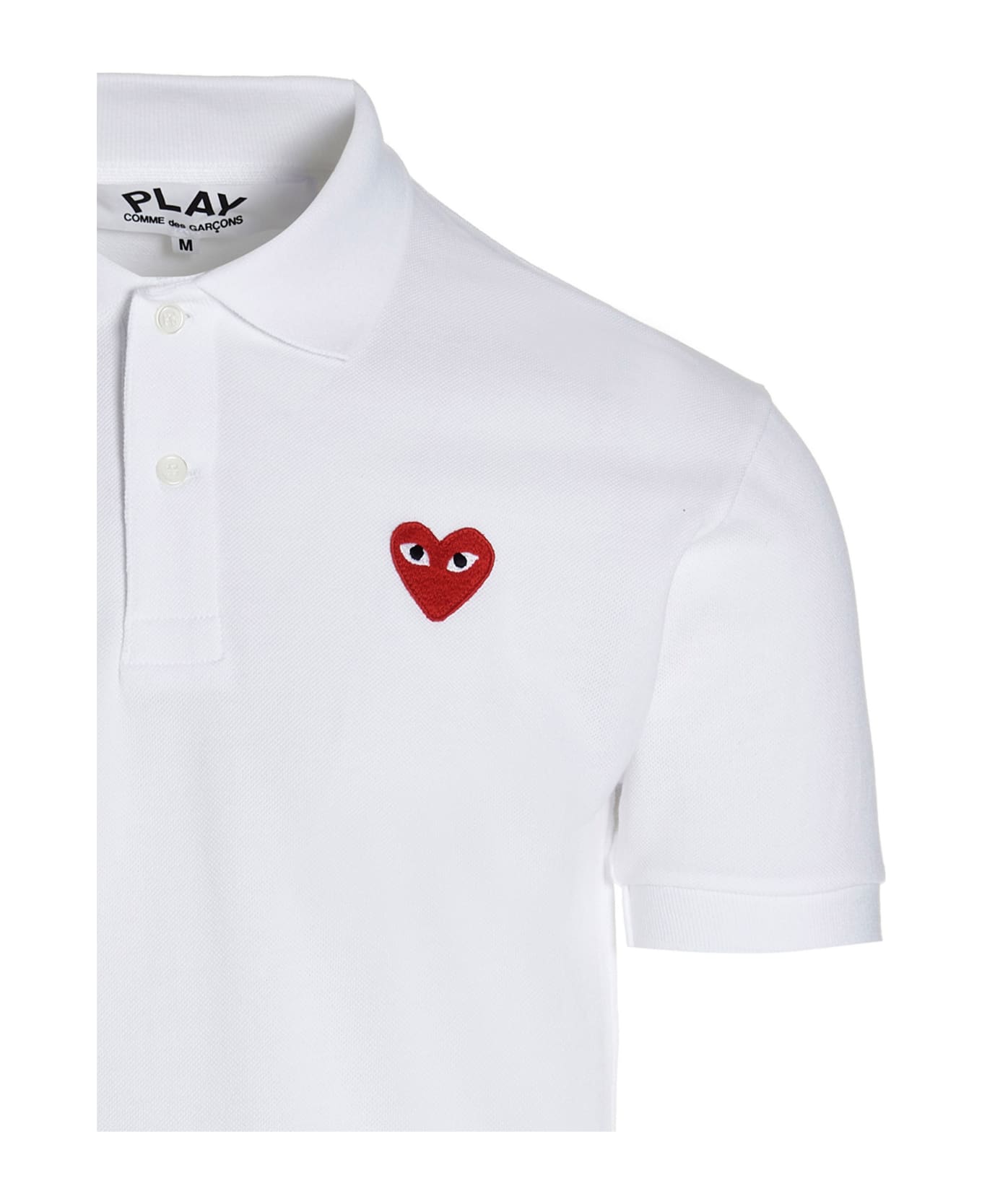 Comme des Garçons Play Logo Patch Polo Shirt - White