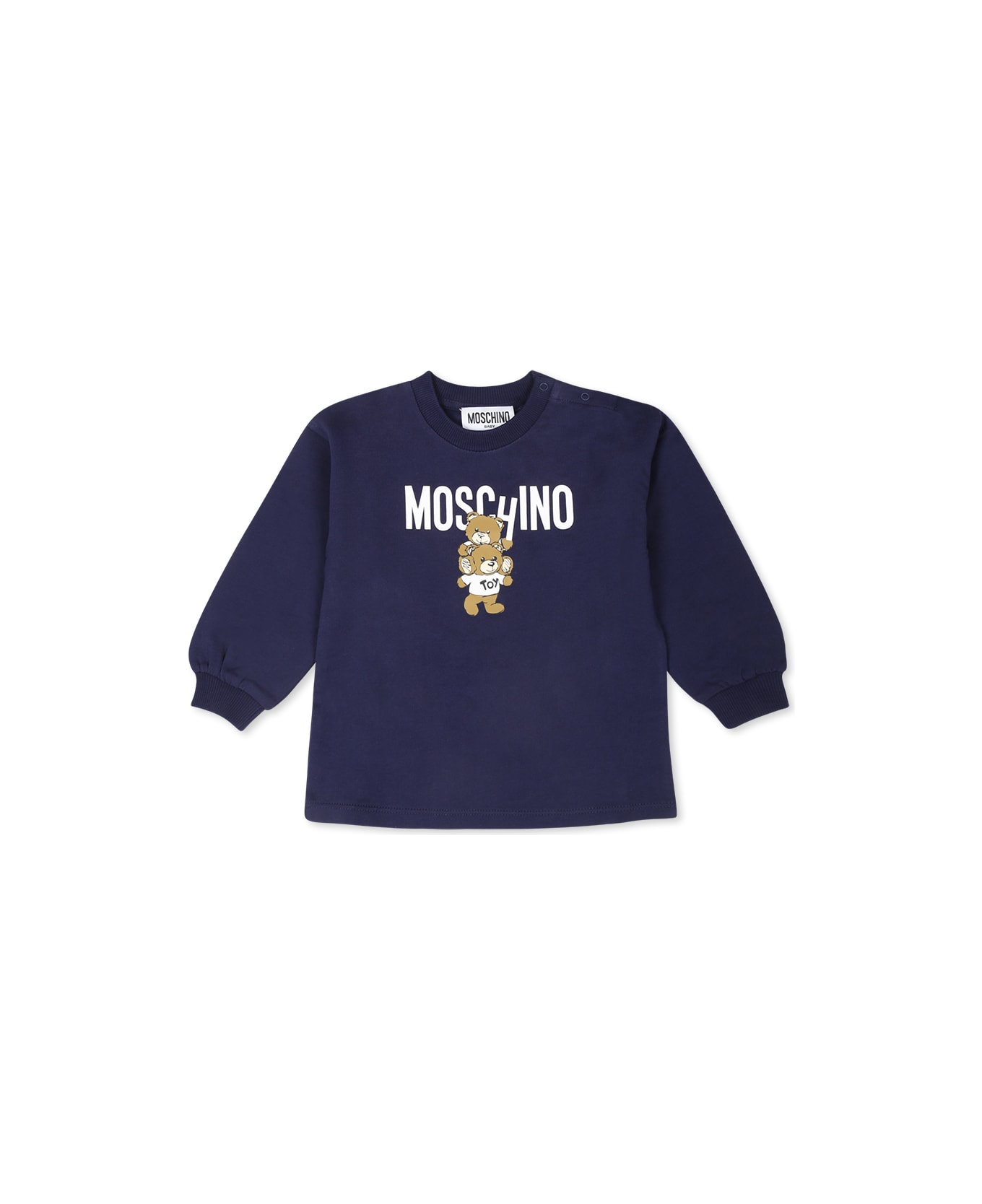 Moschino Bleu Dress For Baby Girl With Two Teddy Bears - Blue