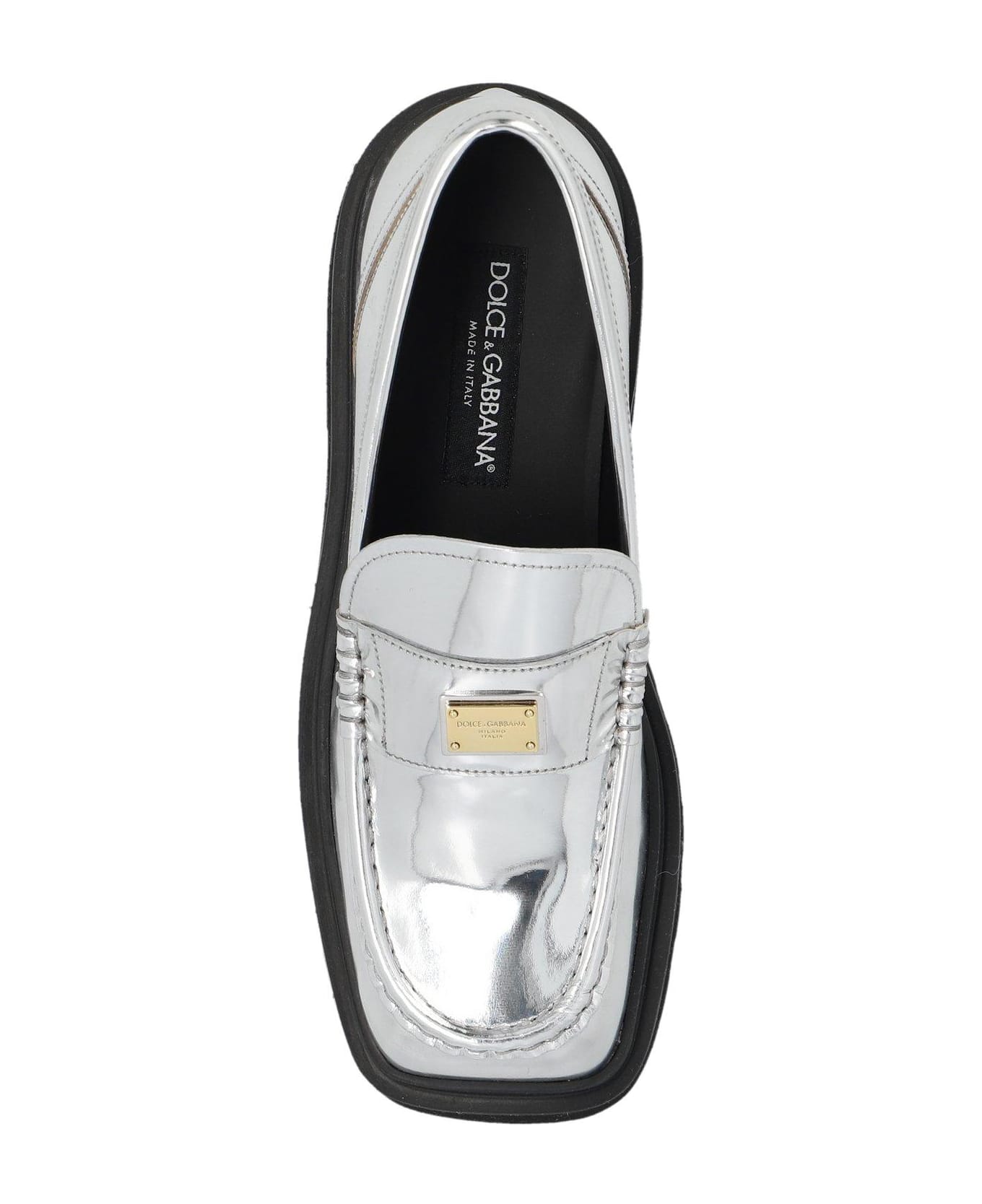 Dolce & Gabbana Logo Plaque Square-toe Loafers - Specchio