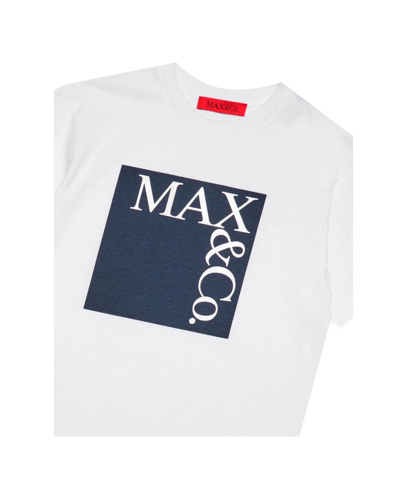 Max&Co. Icona T-shirt With Logo In White And Blue - White