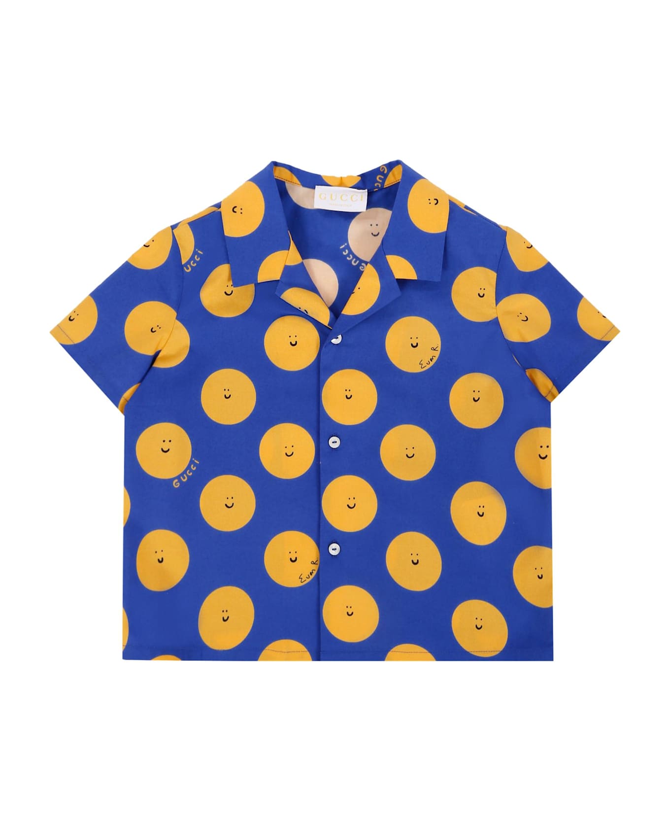 Gucci Blue Shirt For Baby Boy With Sun - Blue