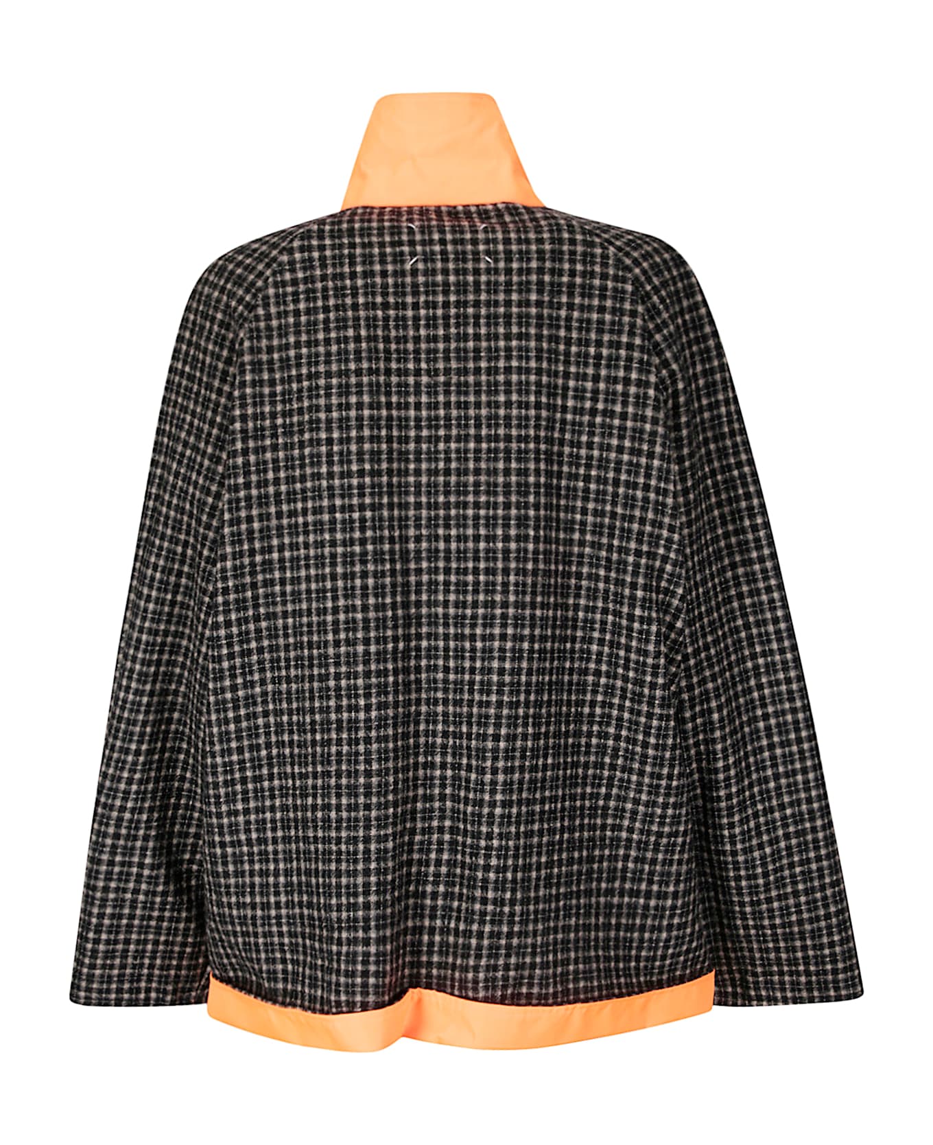Maison Margiela Orange Fluo Cropped Reversable Jacket - Orange Fluo/Black Check