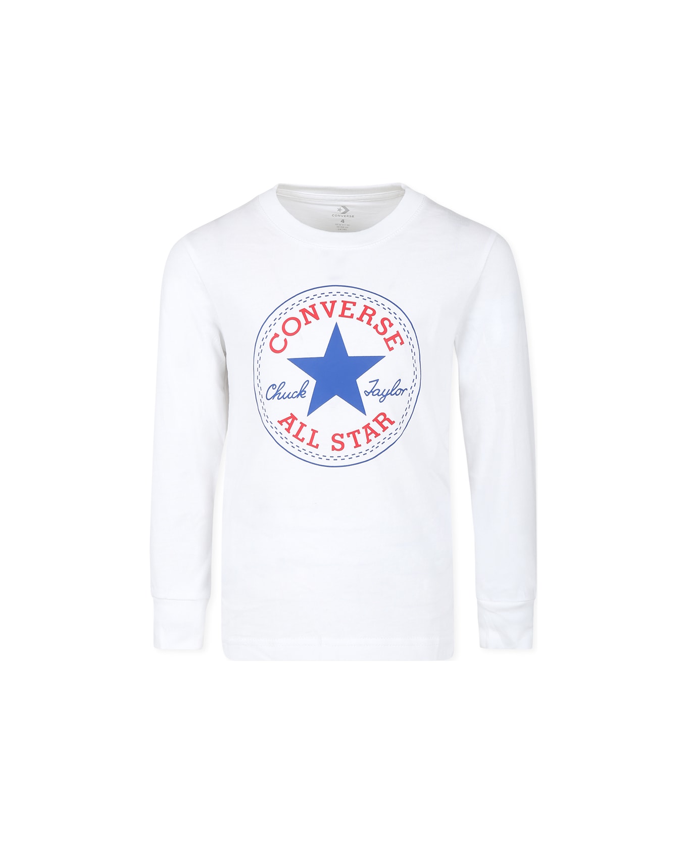 Converse White T-shirt For Kids With Logo - White