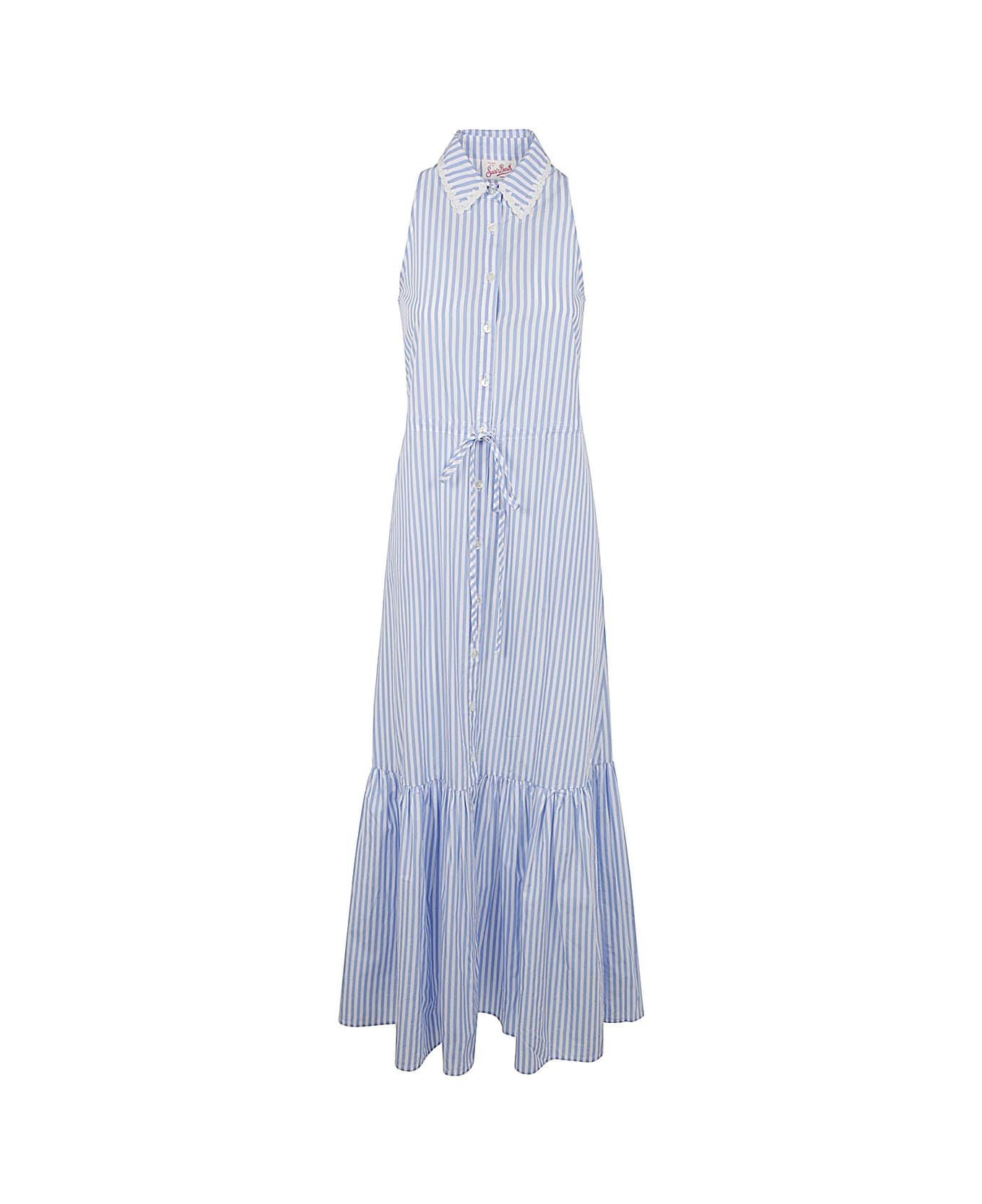 MC2 Saint Barth Long Halterneck Dress - Cotton Stripes V