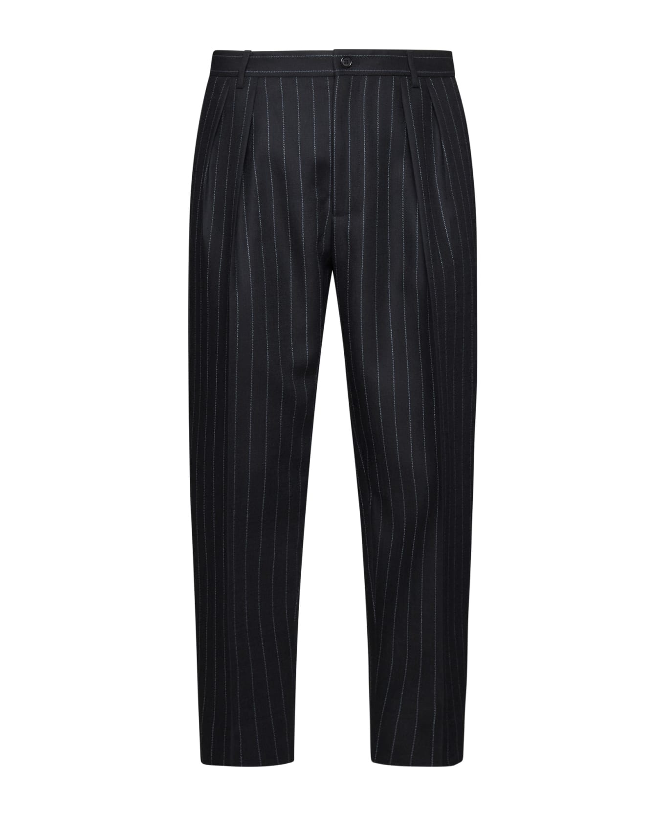 Dolce & Gabbana Pinstriped Wool Pants - Black
