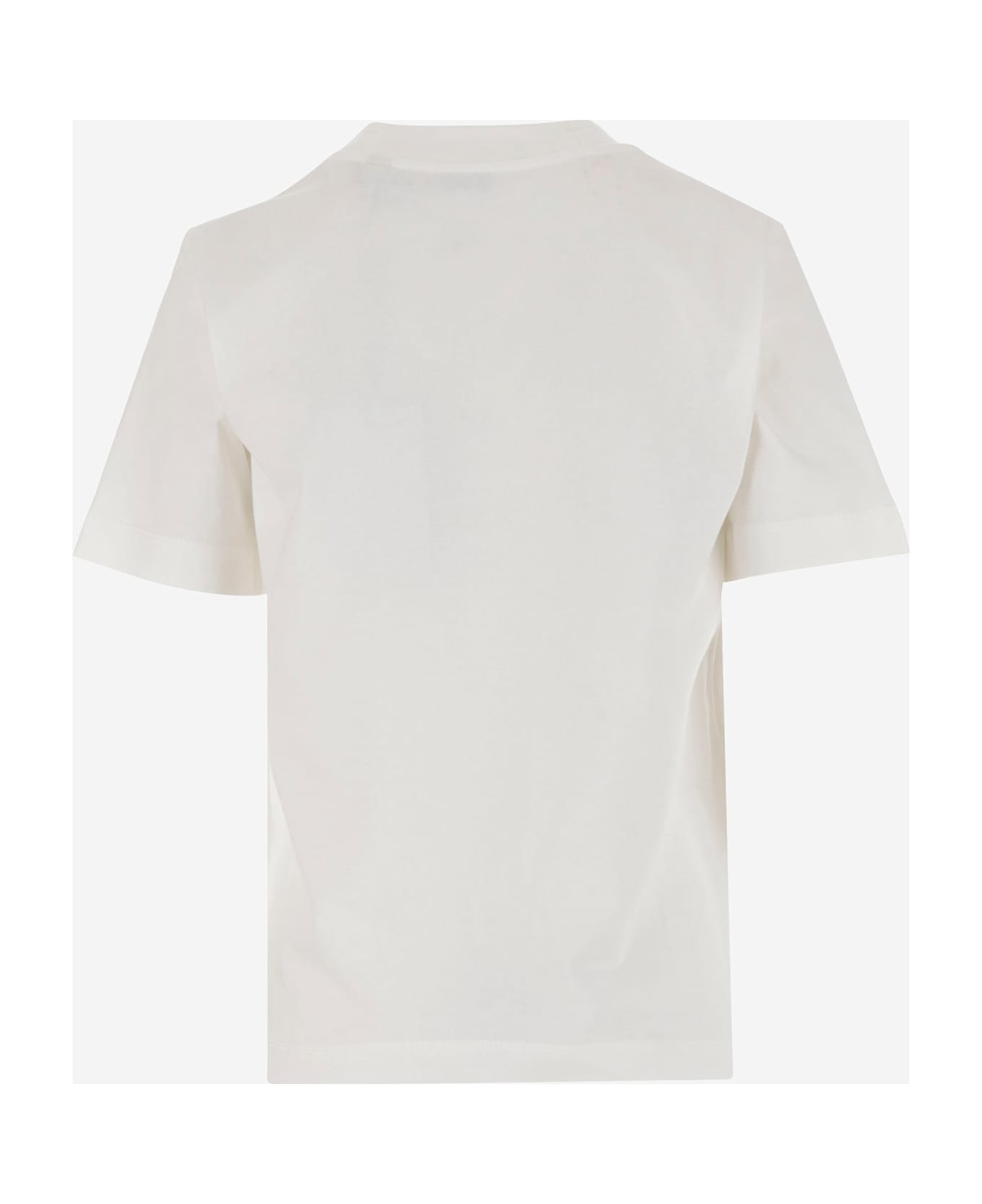Burberry Ekd Cotton T-shirt With Logo - Bianco
