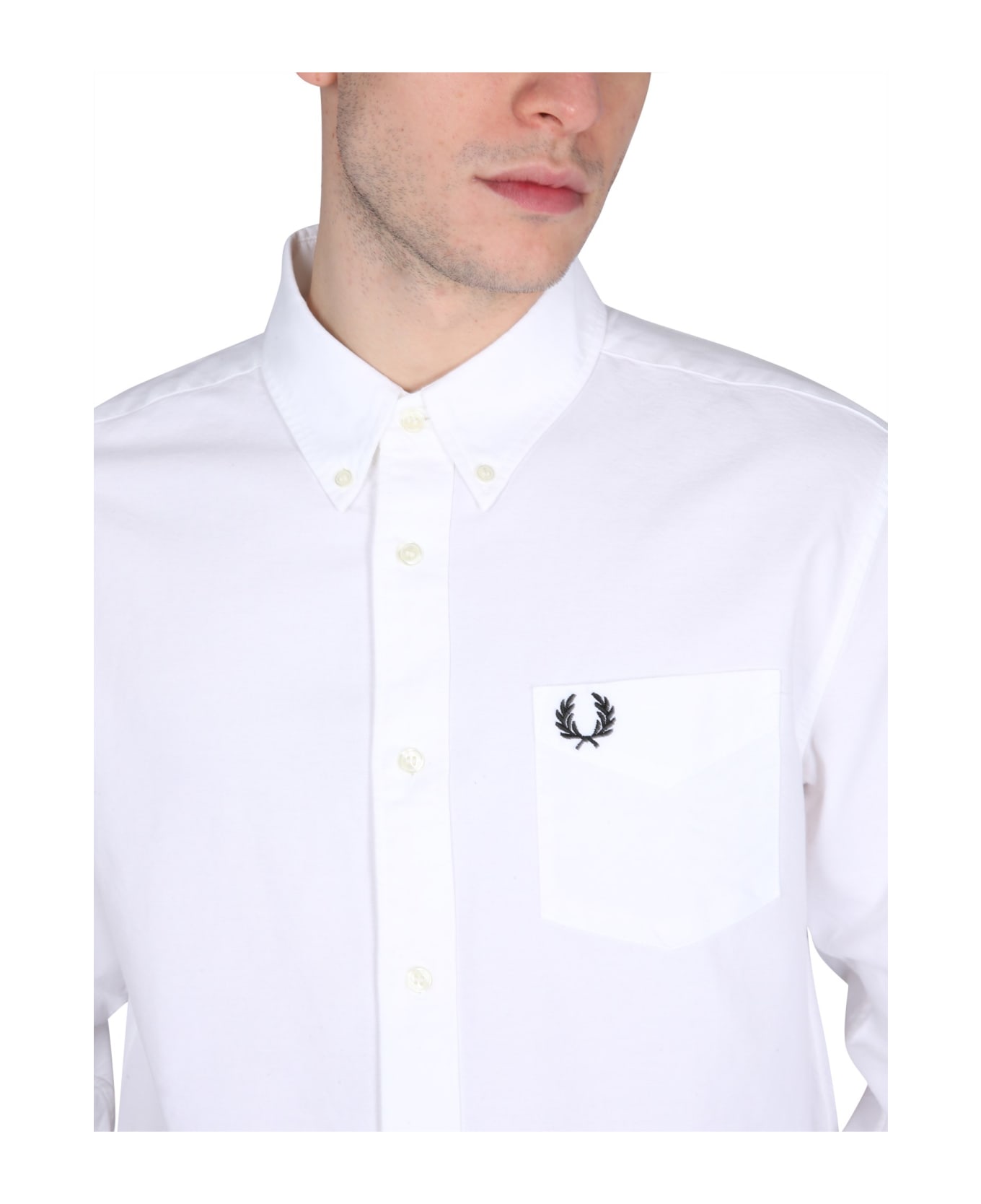 Fred Perry Cotton Poplin Oxford Shirt - White