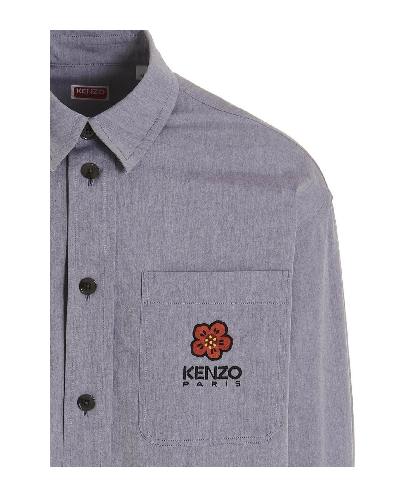 Kenzo Logo Embroidery Shirt - Light Blue