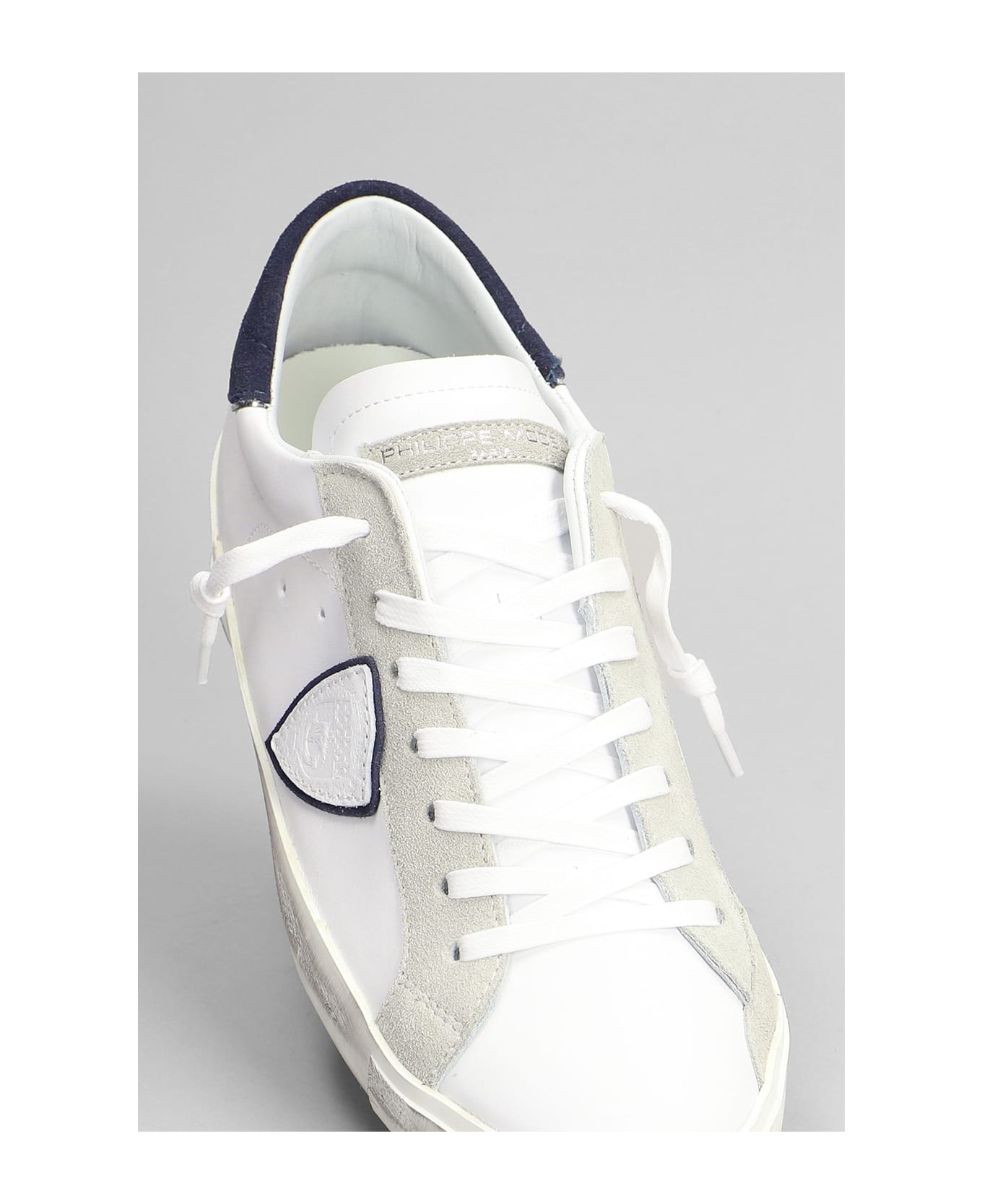 Philippe Model Prxs Sneakers In White Suede And Leather - white