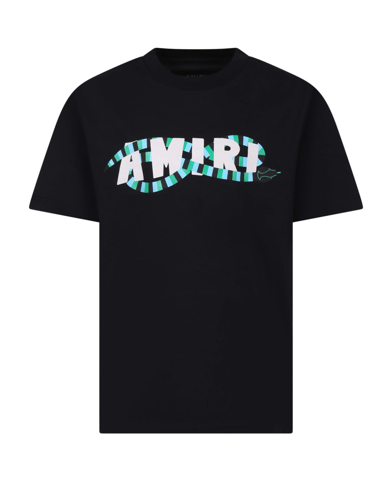 AMIRI Black T-shirt For Kids With Snake And Logo - Black