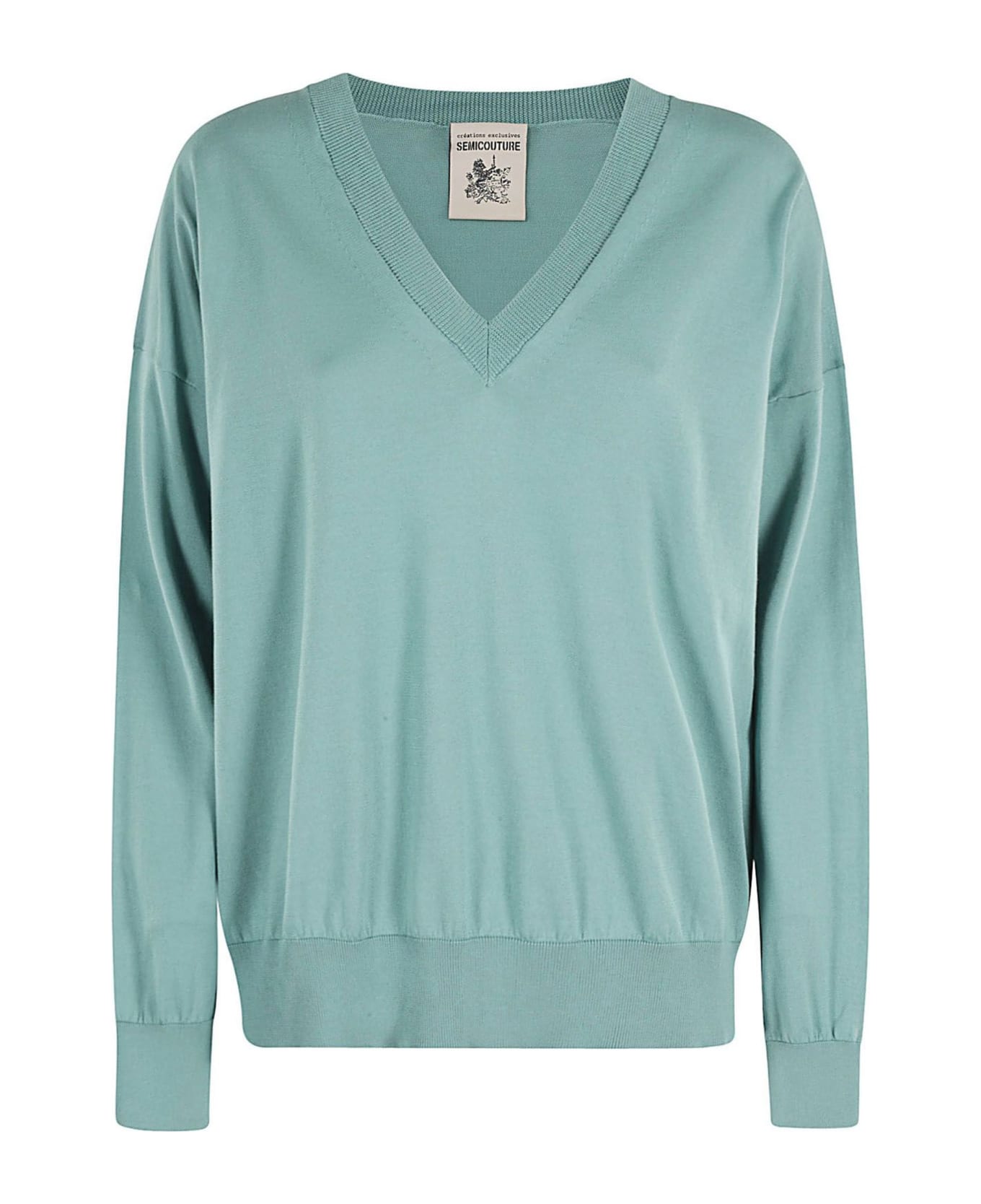 SEMICOUTURE Aquamarine Cotton Sweater - Green ニットウェア