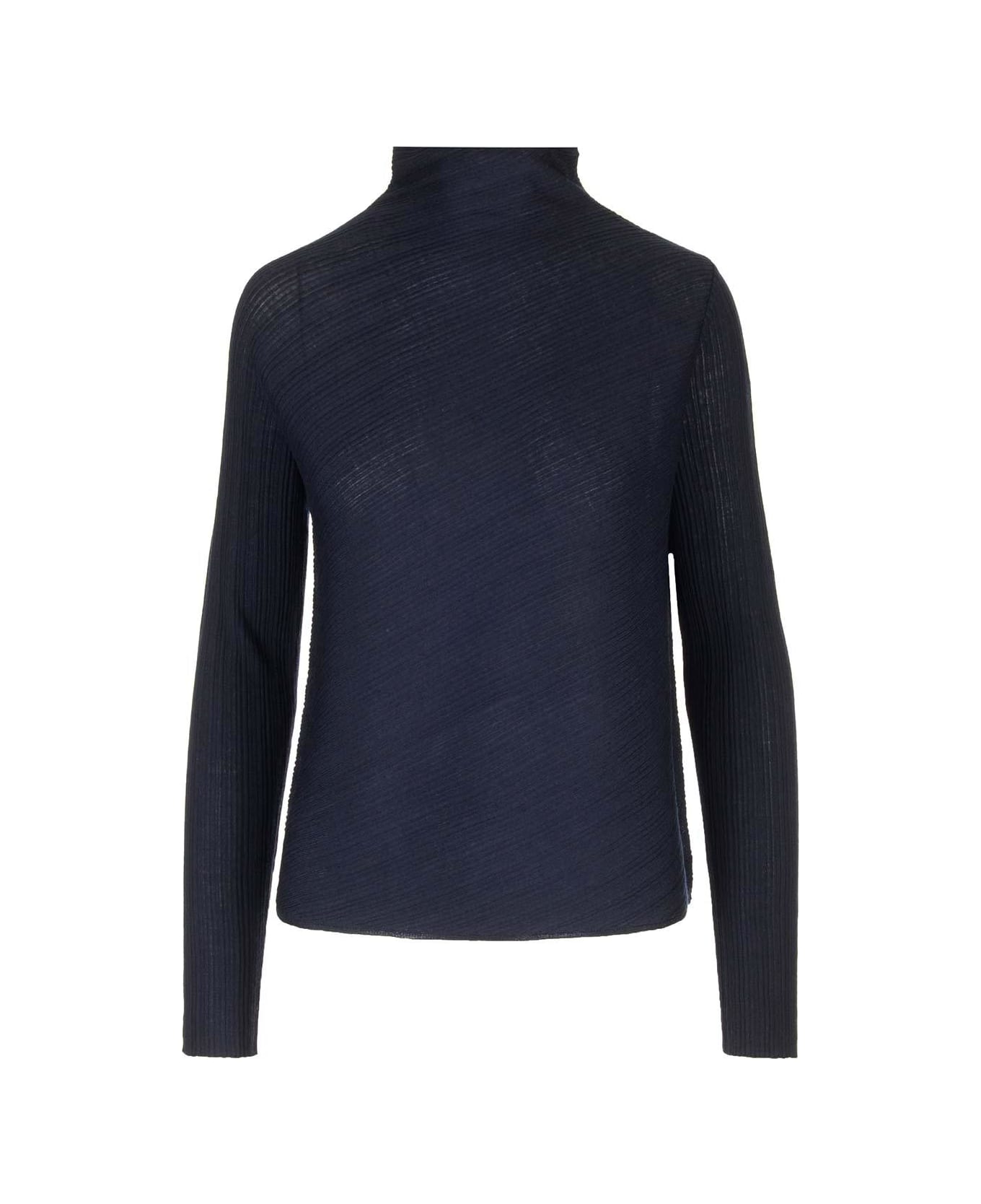 Theory Long-sleeved Roll-neck Knitted Top - Blue