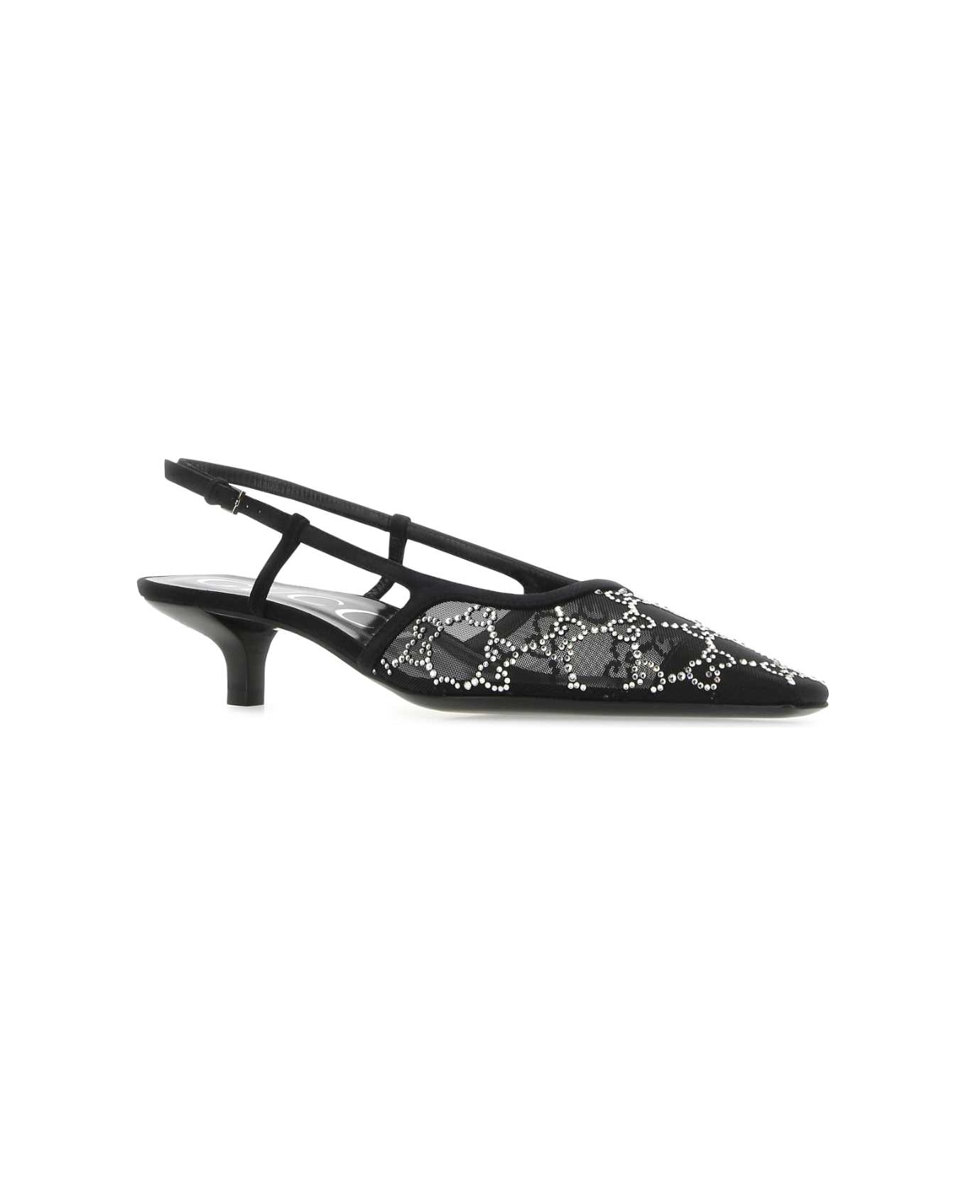 Gucci Embellished Mesh Pumps - NERONERO
