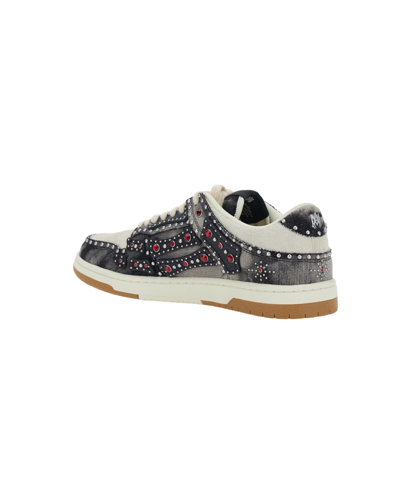 AMIRI 'skel Top' Black Sneaker With Beads And Crystals Application And Logo On The Heel In Fabric And Cotton Man - Black