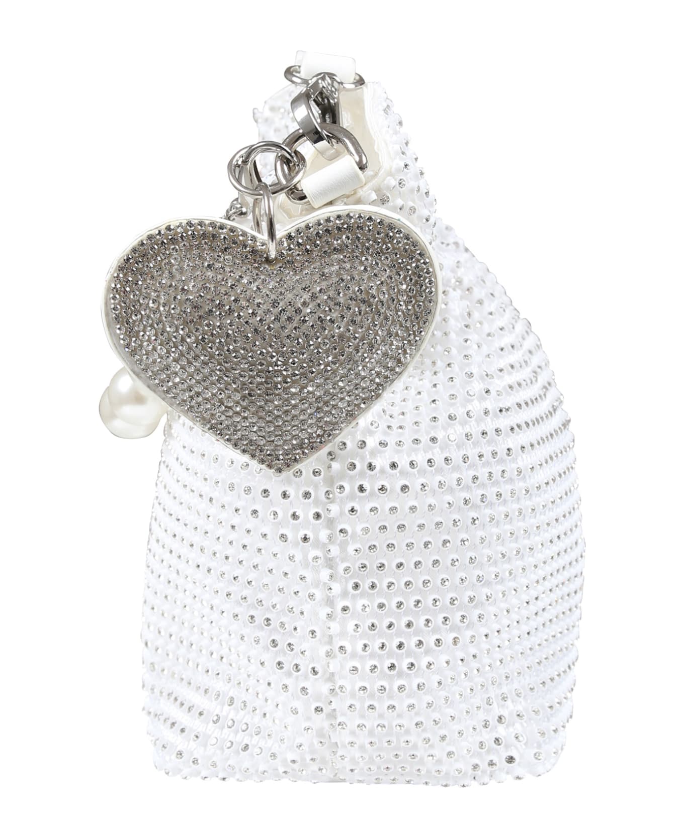 Monnalisa Silver Bag For Girl With All-over Rhinestones - Silver