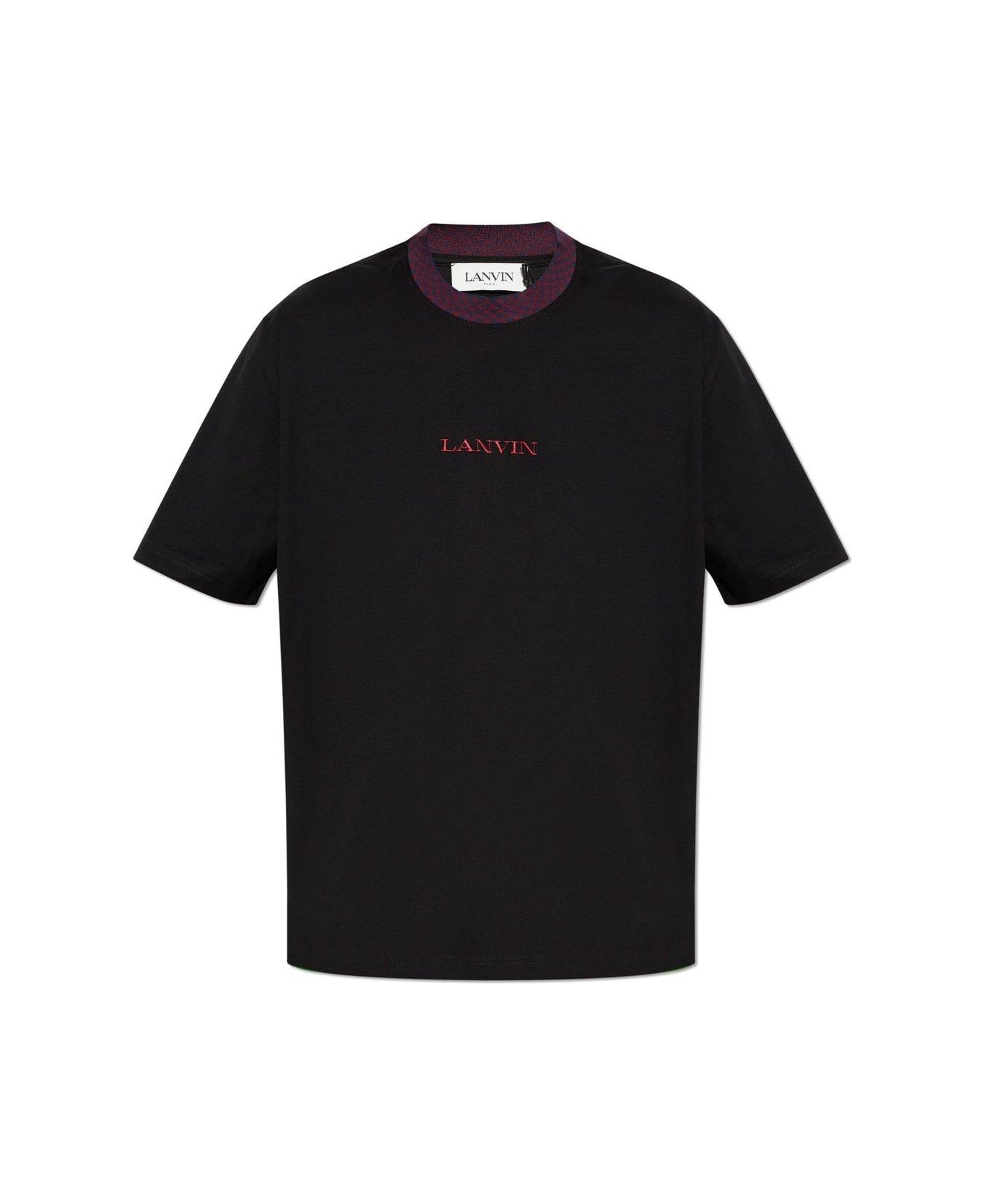 Lanvin Logo-embroidered Crewneck T-shirt - BLACK