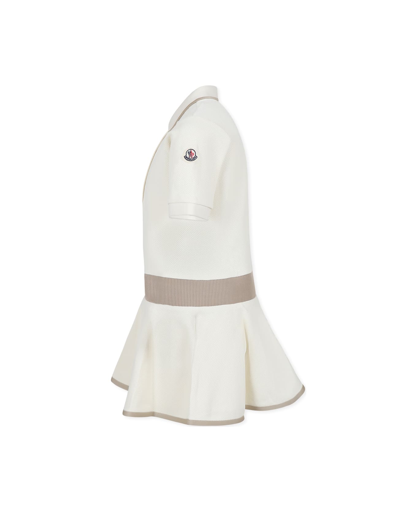 Moncler Ivory Dress For Girl With Logo - Ivory