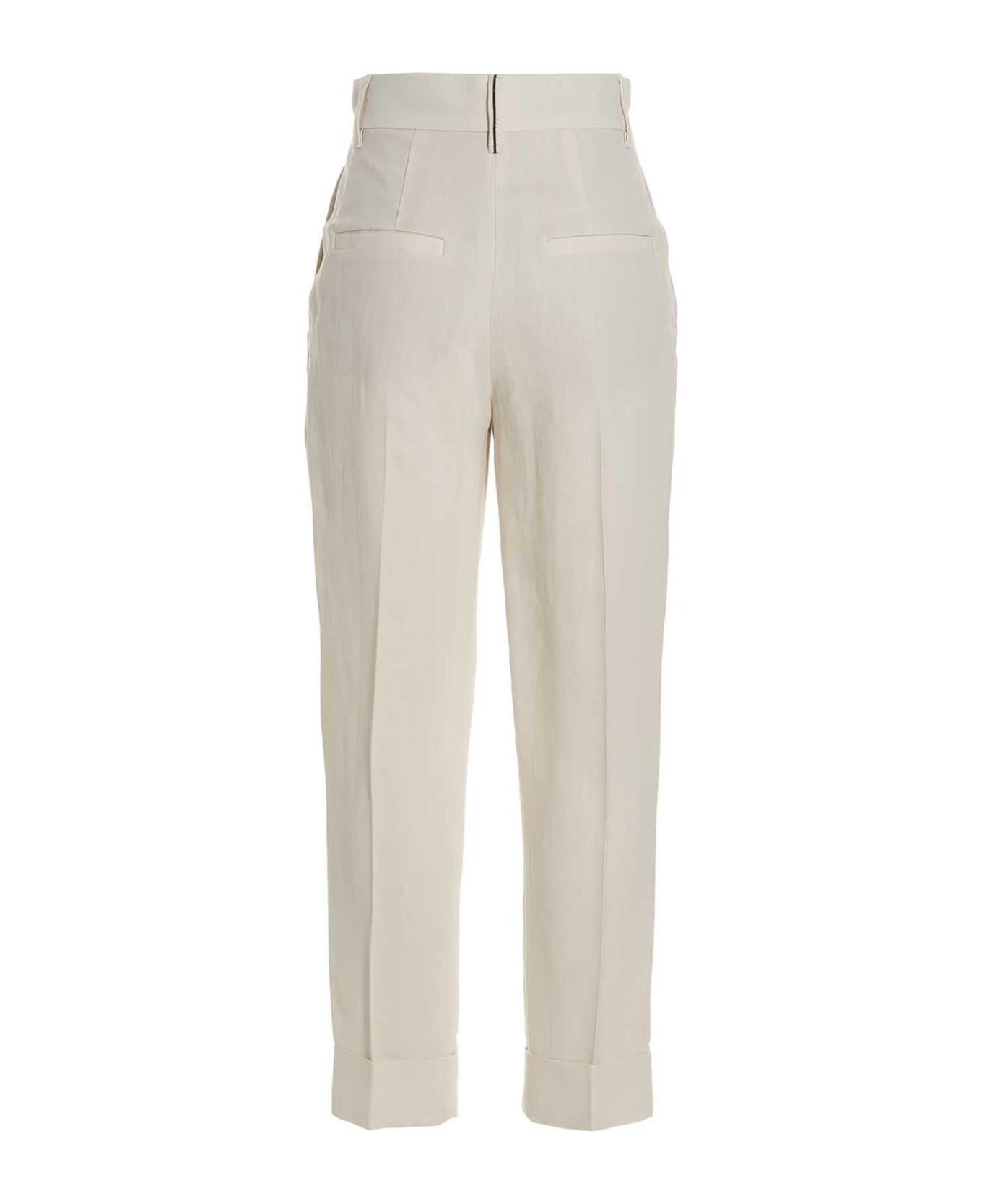 Brunello Cucinelli Pants With Front Pleats - White