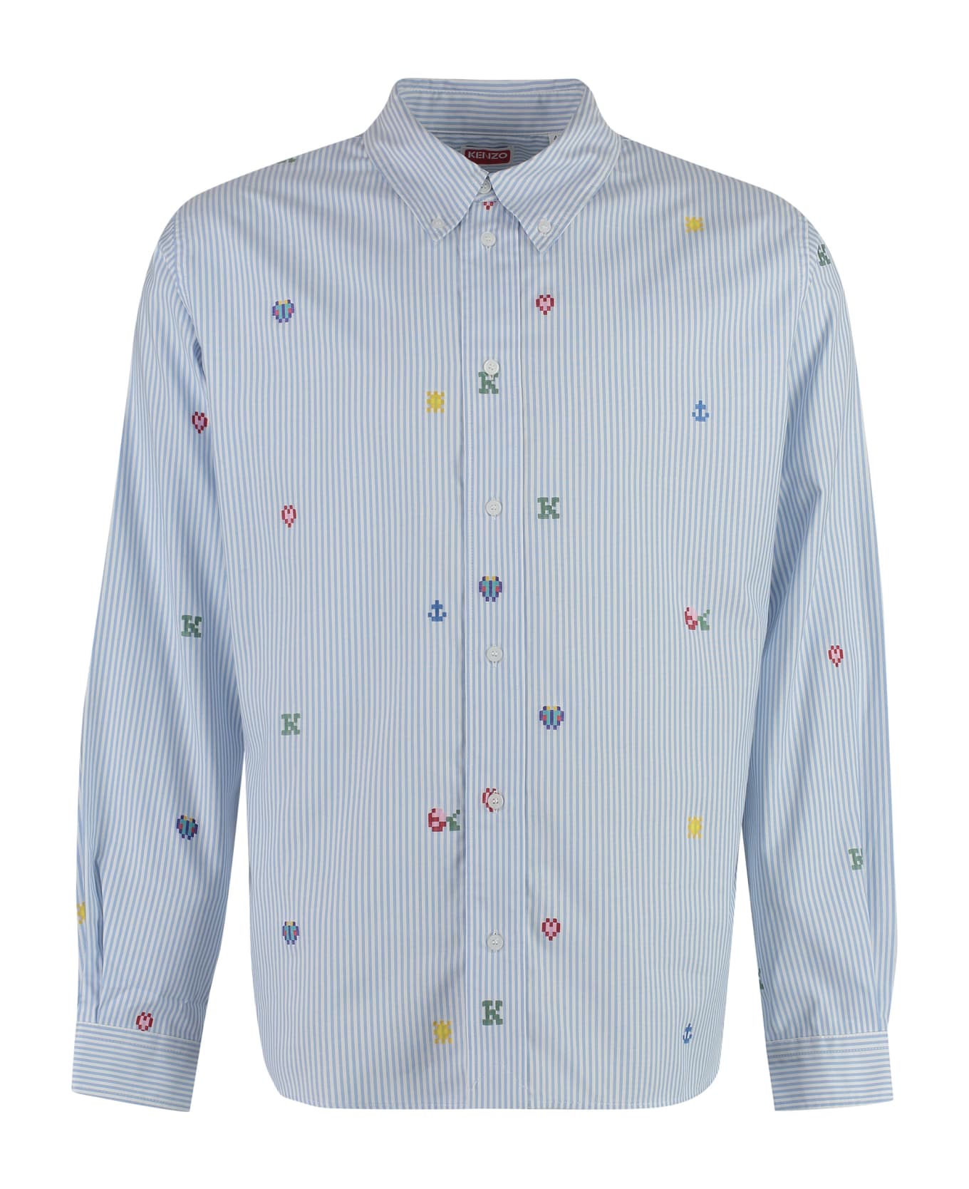 Kenzo Button-down Collar Cotton Shirt - Bleu Clair