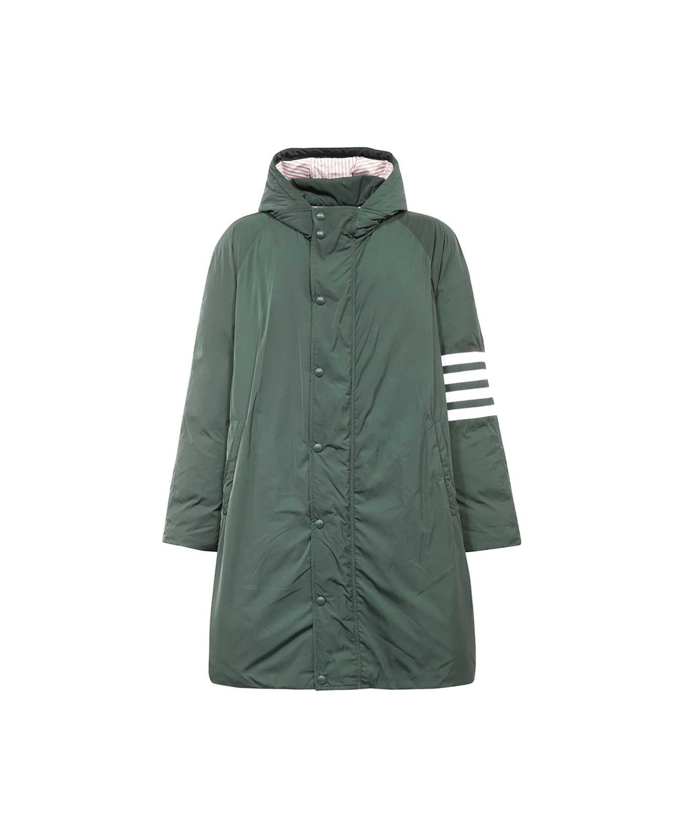 Thom Browne 4 Bar Football Sideline Parka In Poly Twill - Green