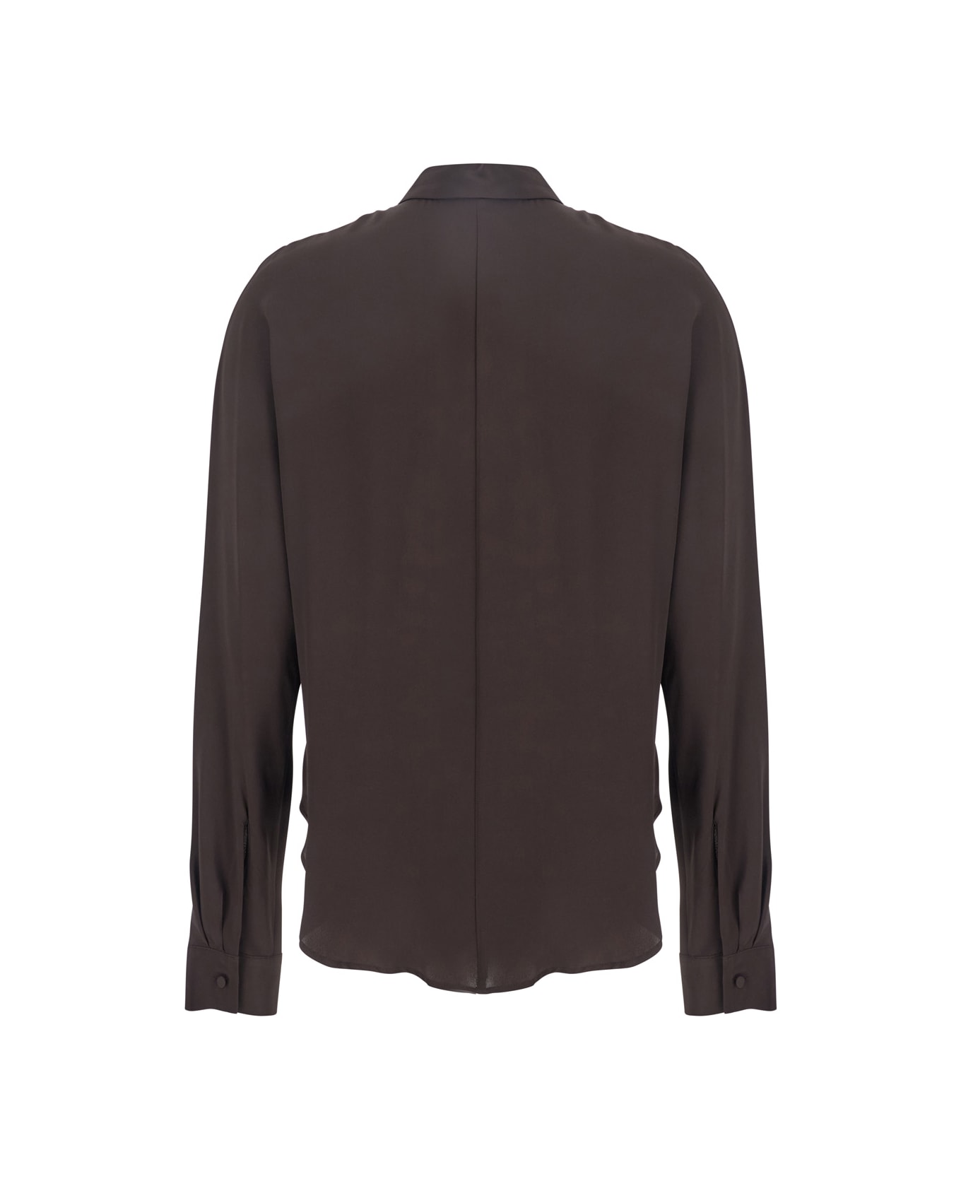Merci Brown Shirt With Classic Collar In Fabric Woman - Brown