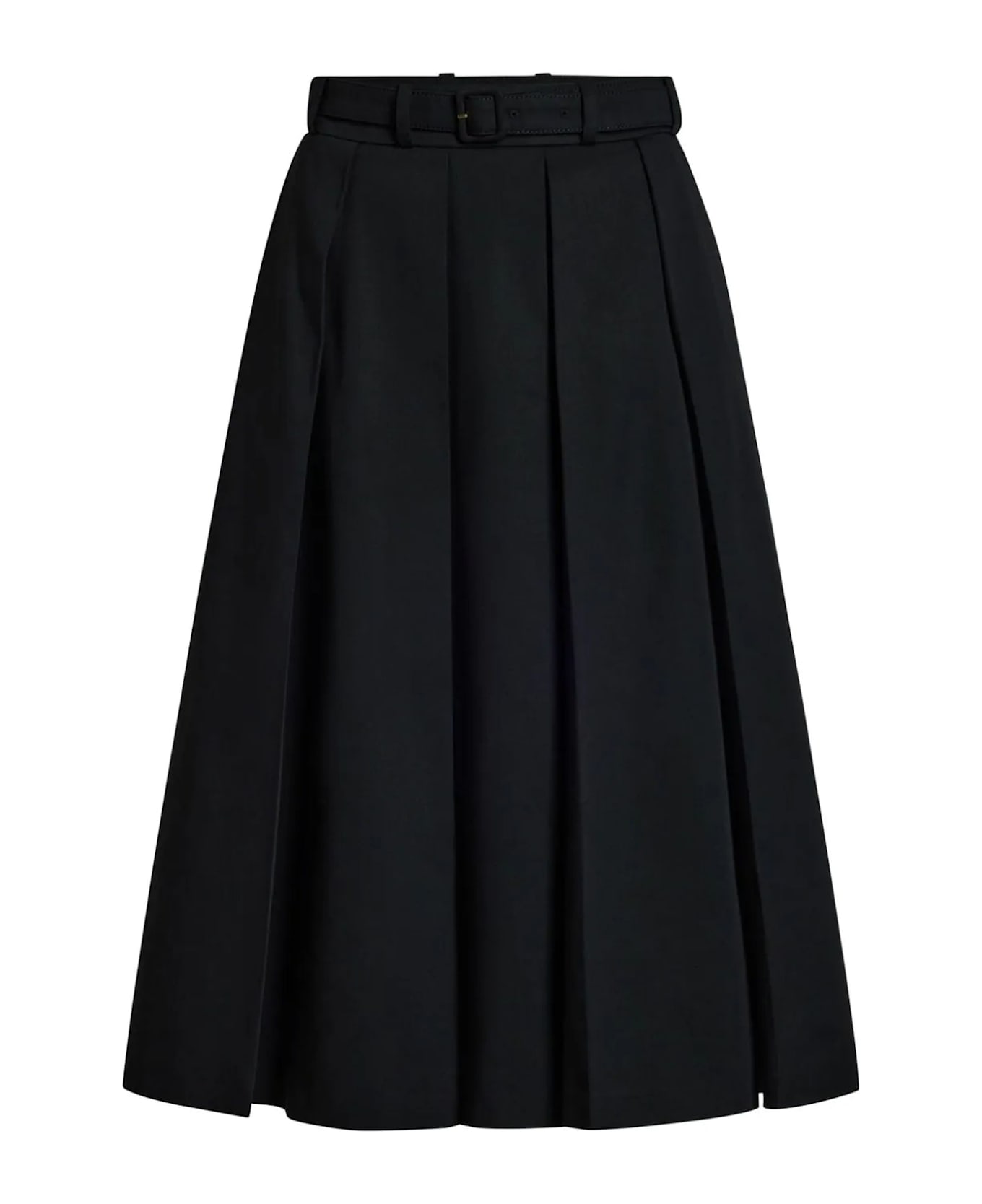 Patou Pleated Midi Skirt In Organic Cotton - Black