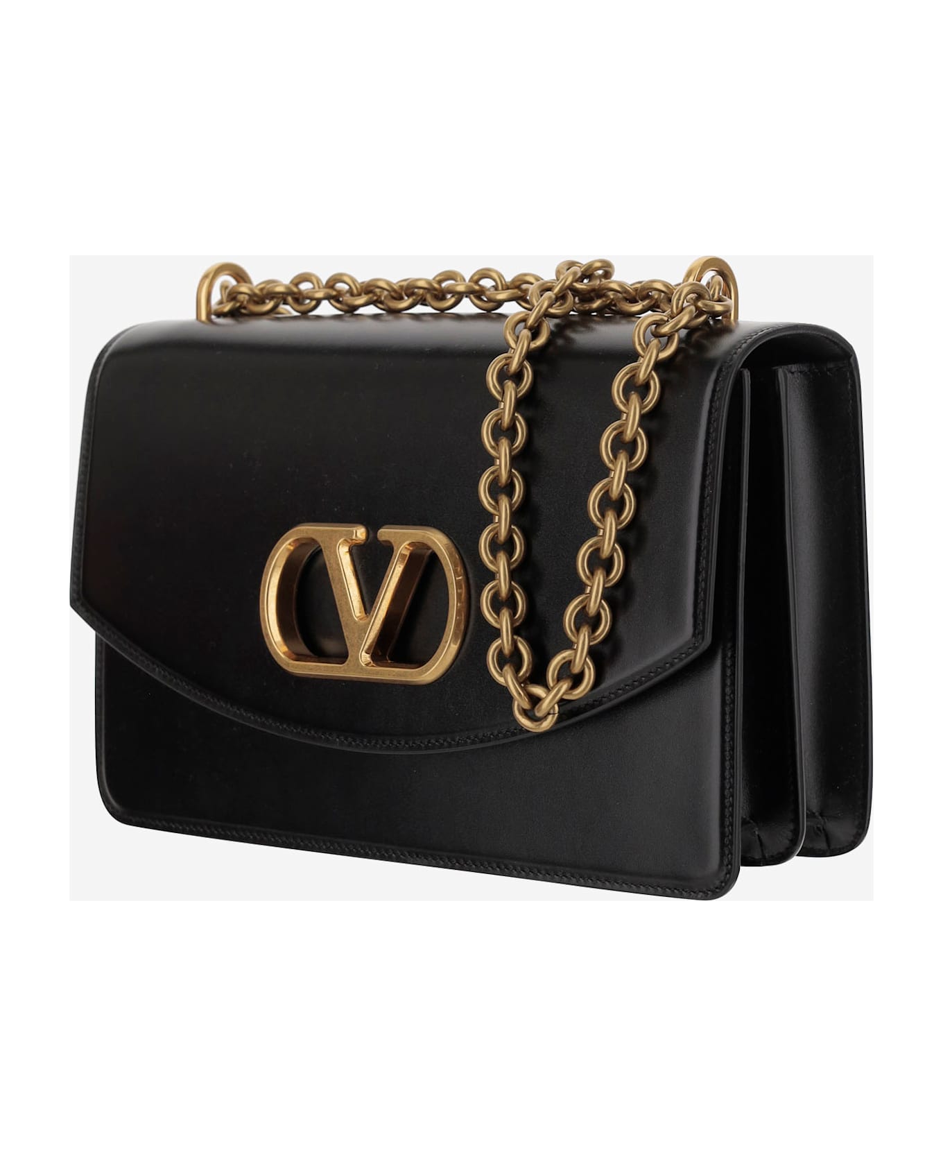 Valentino Garavani Vain Leather Shoulder Bag - Black