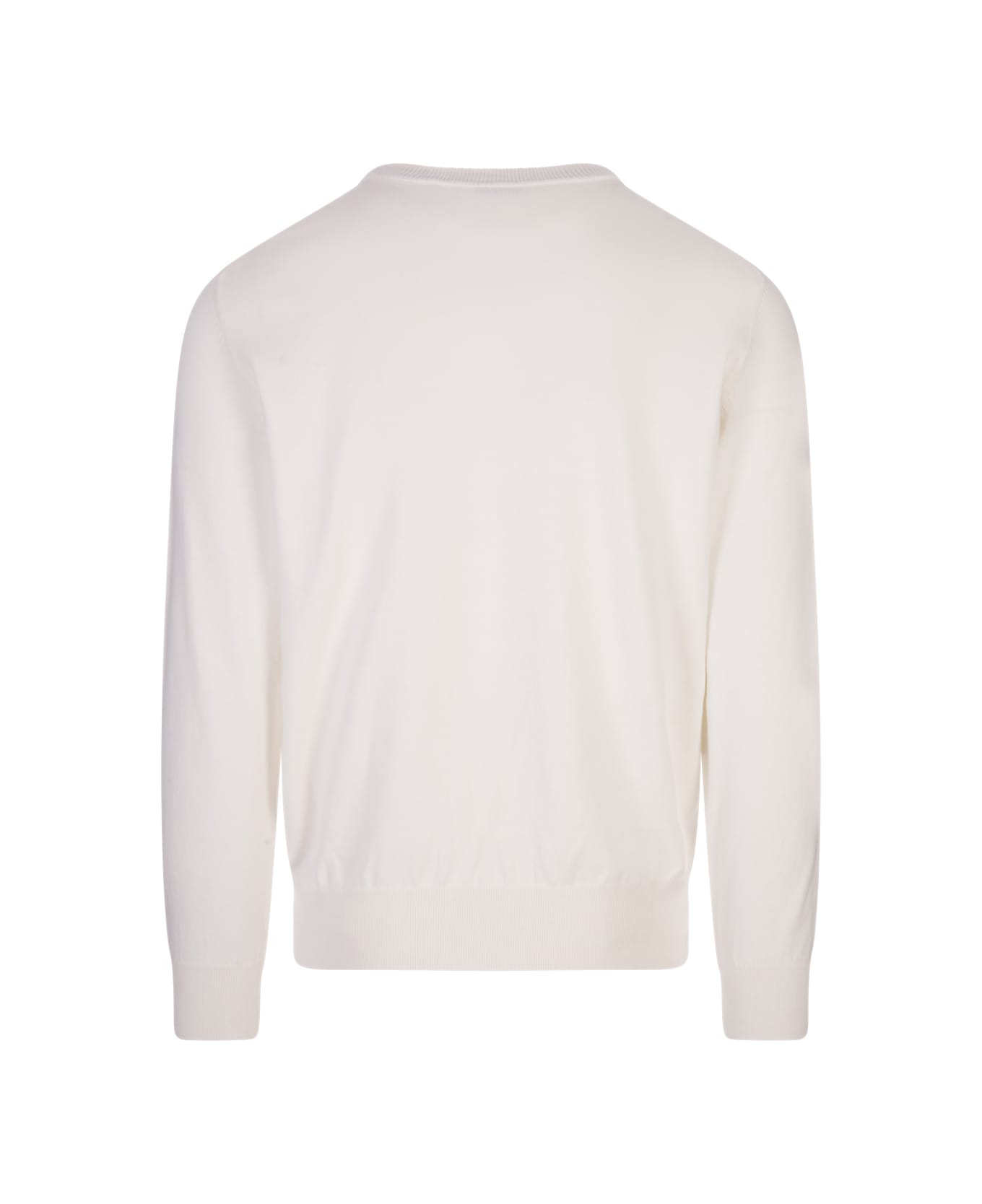 Hugo Boss White Crew Neck Sweater With Embroidered Logo - White