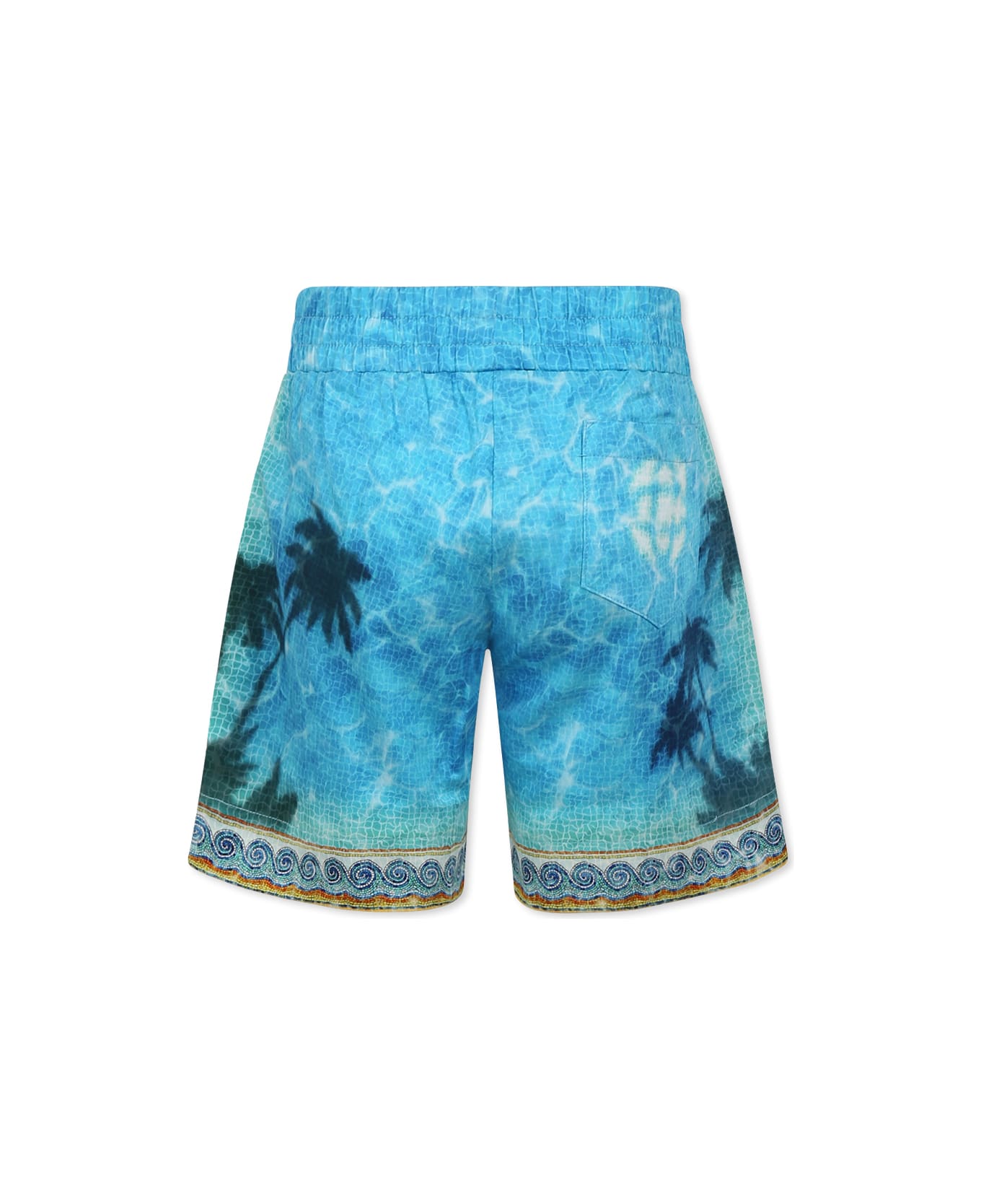 Casablanca Light Blue Shorts For Boy With Palm Tree Print - Light Blue