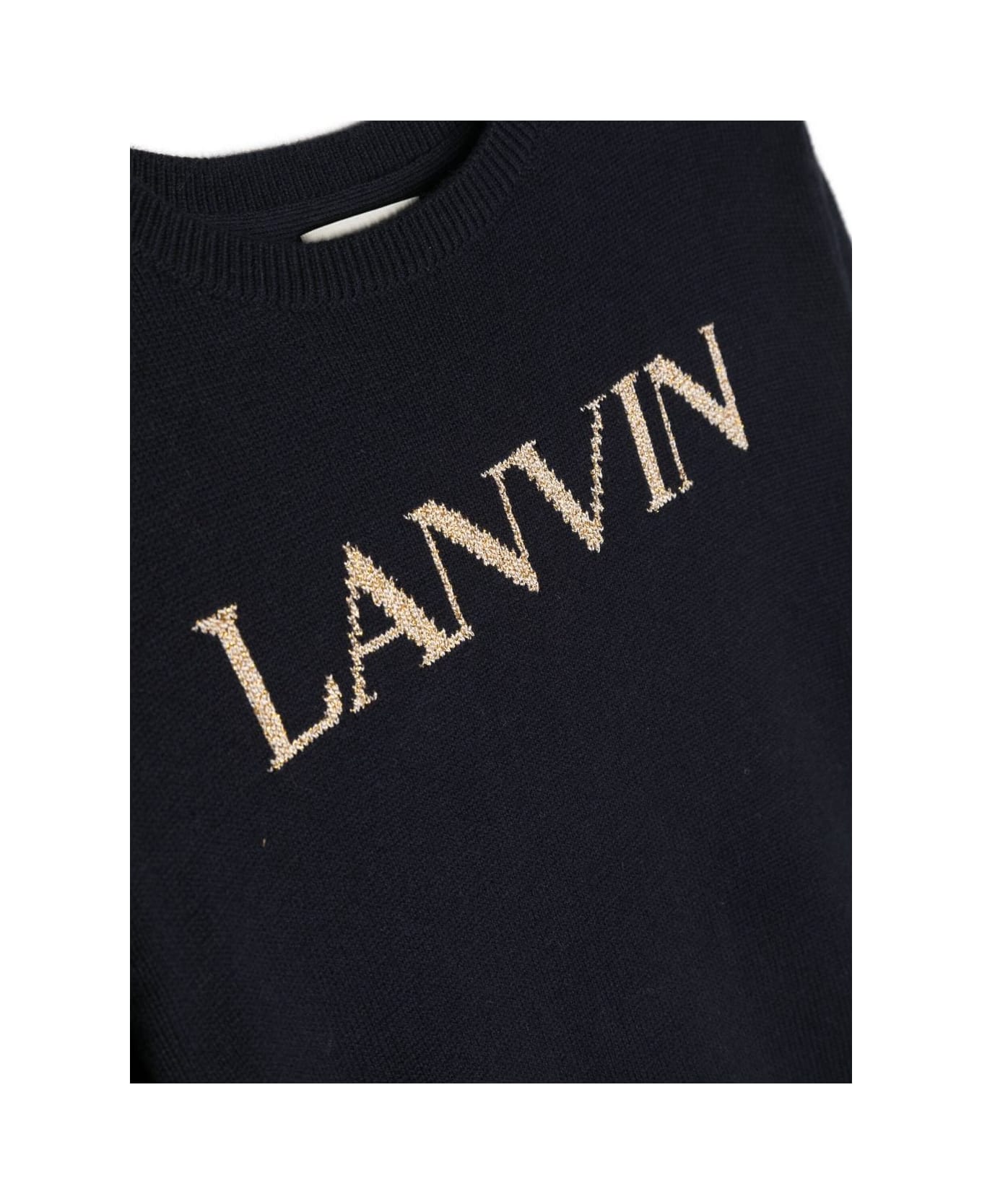 Lanvin Pullover Blu Navy In Cotone E Lana Bambina - Blu
