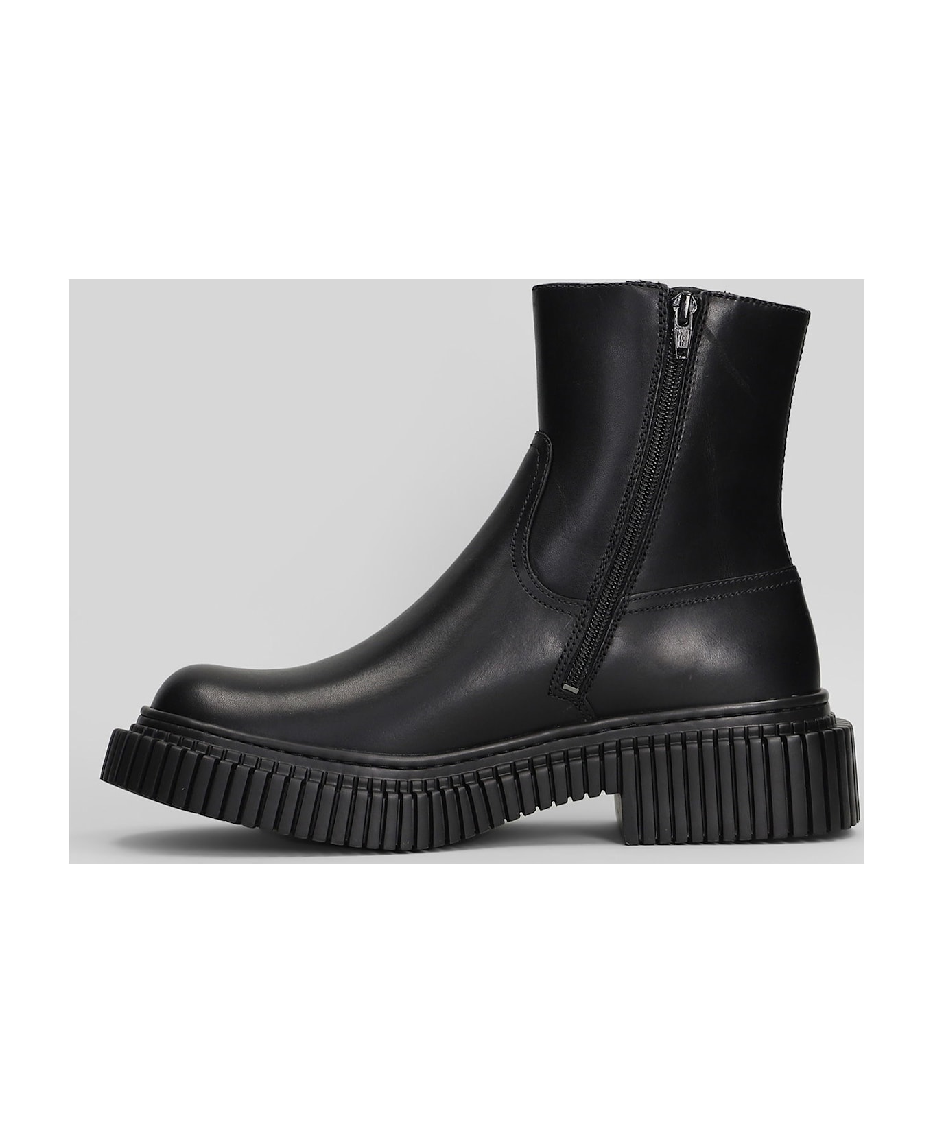 Camper Pix Berlin Ankle Boots In Black Leather - black