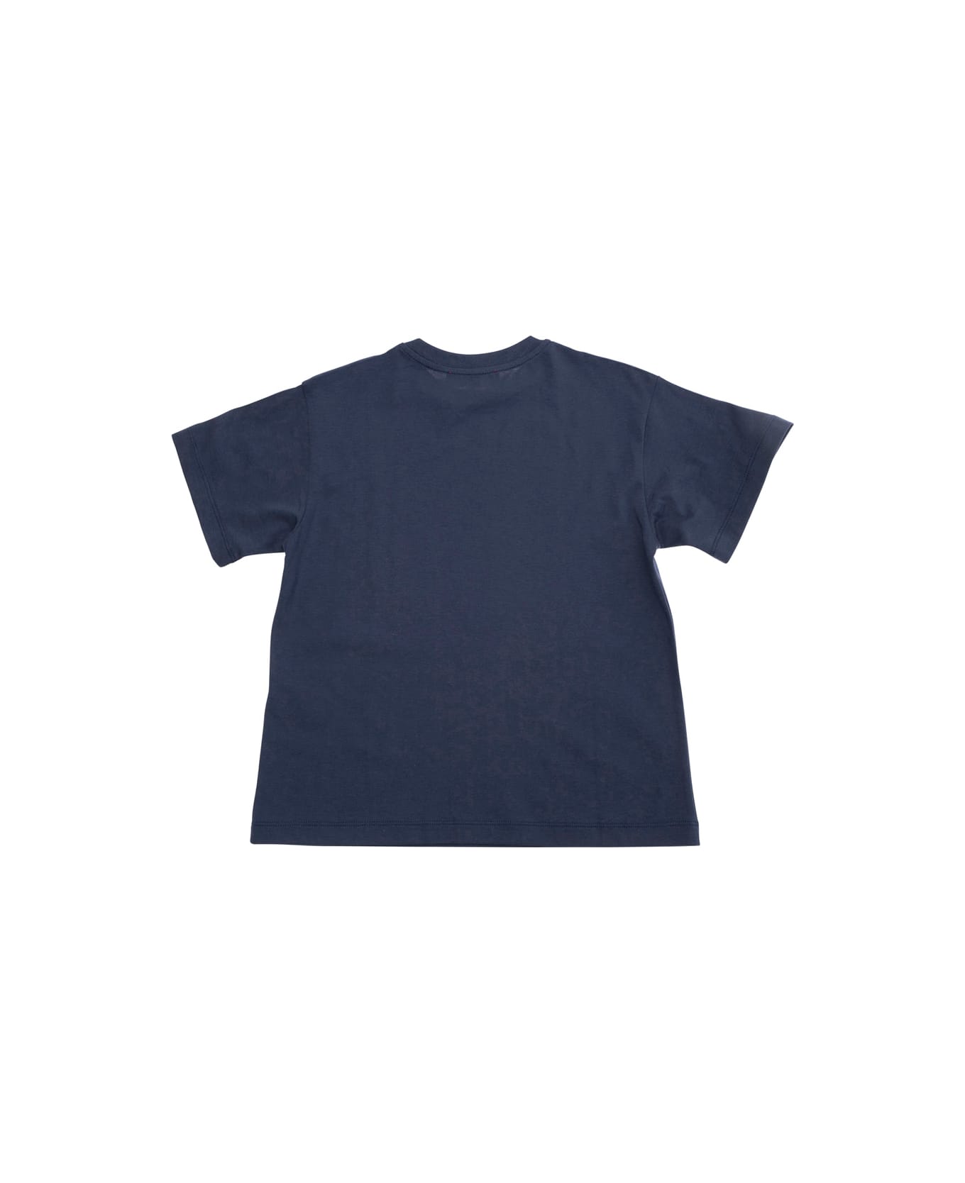 Max&Co. Blue Crewneck T-shirt With Maxi Logo Print On The Front In Tech Fabric Girl - Blu