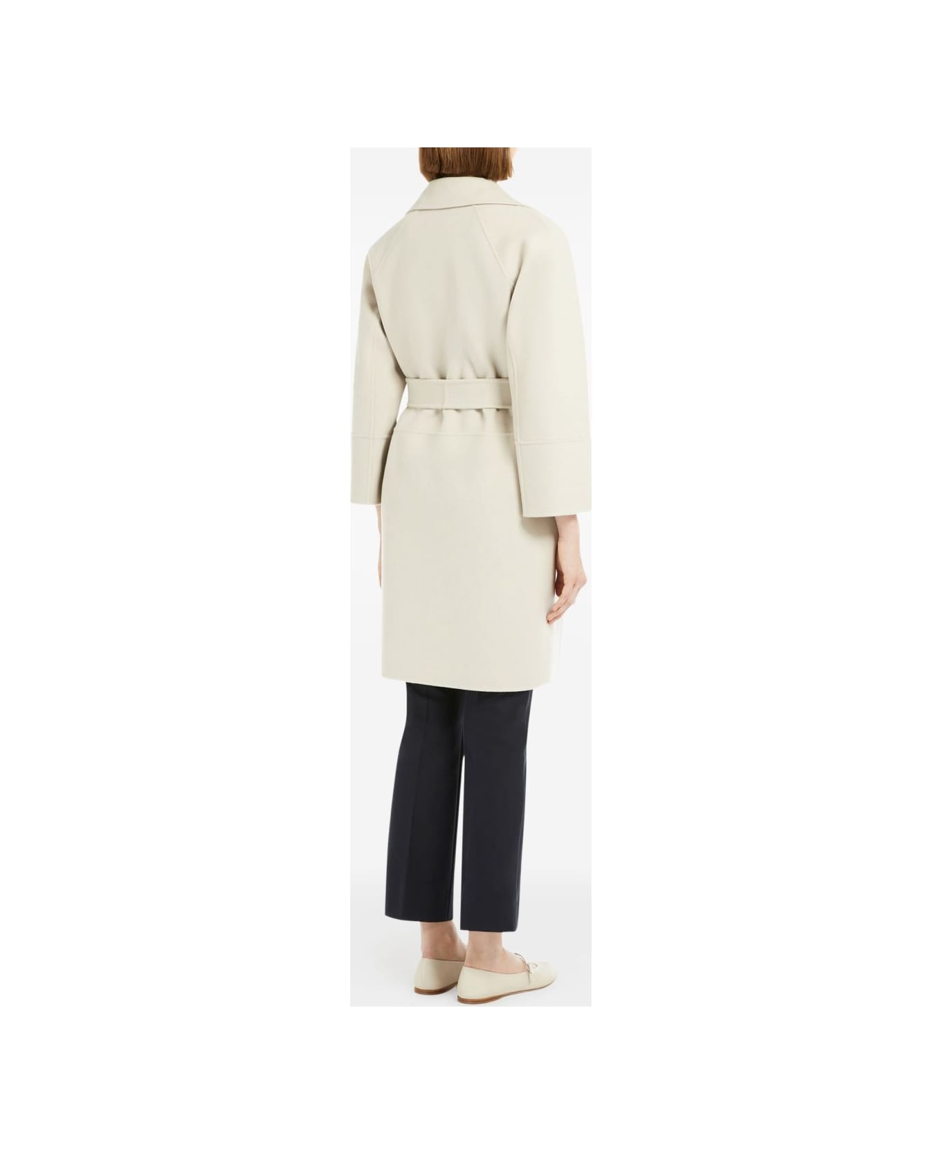 
S Max Mara Wide Virgin Wool Coat - White コート