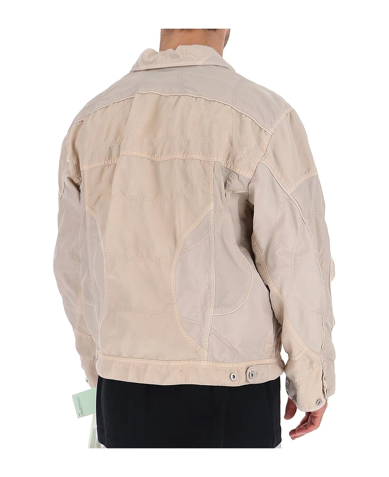Off-White Logo Windbreaker Bomber Jacket - Beige