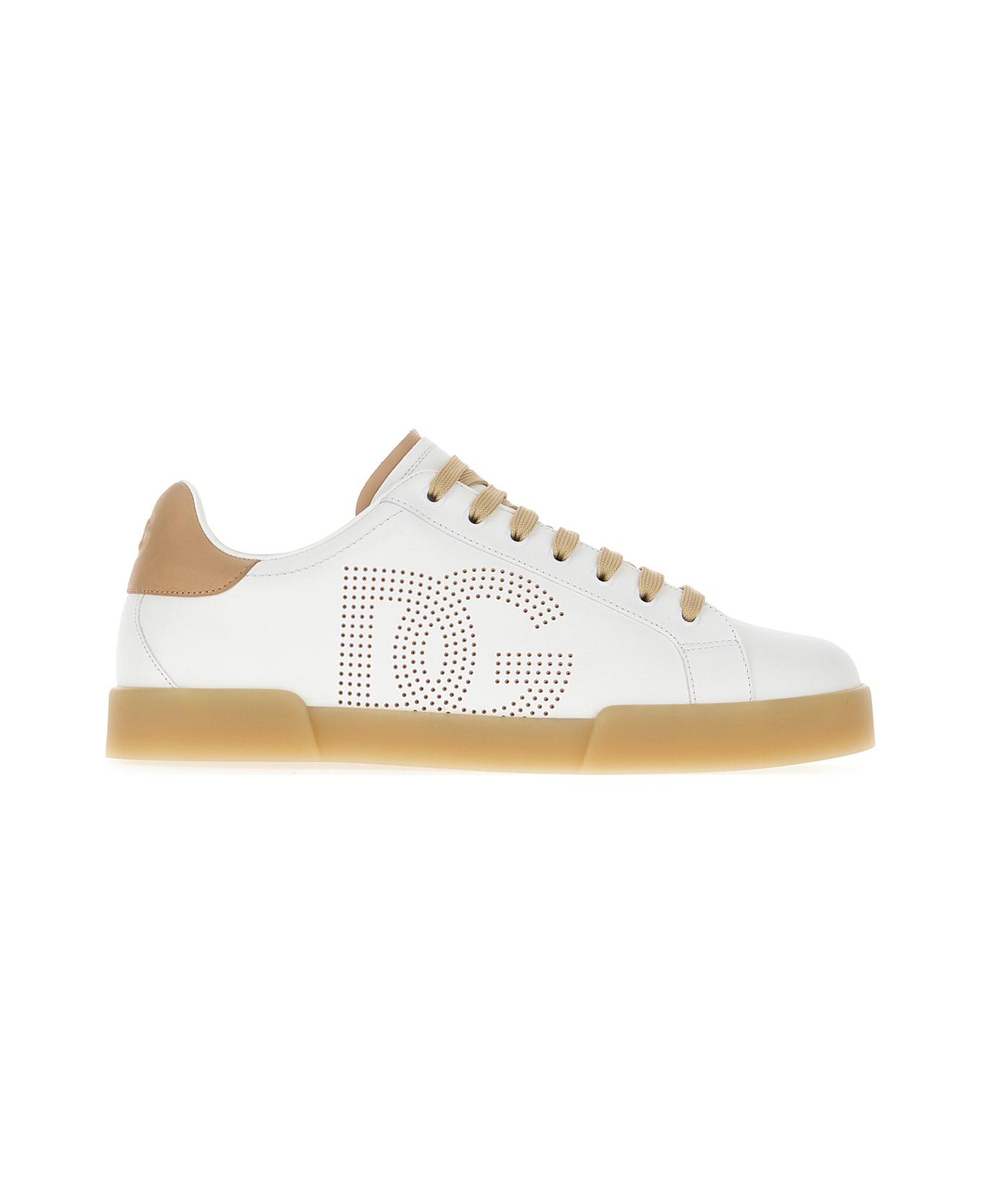 Dolce & Gabbana Two-tone Leather Portofino Sneakers - BIANCO CREMA
