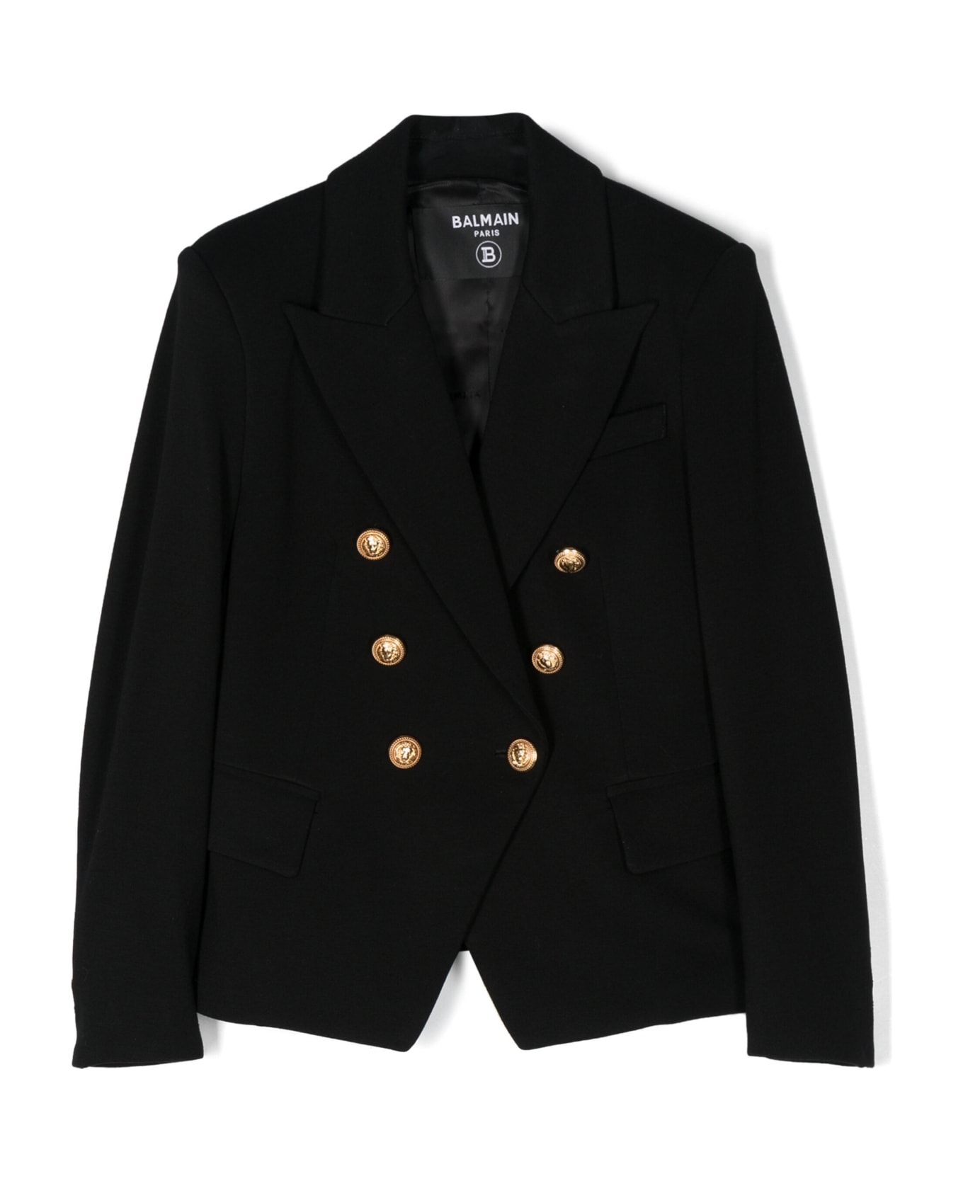 Balmain Black Double-breasted Blazer With Gold Buttons - Black