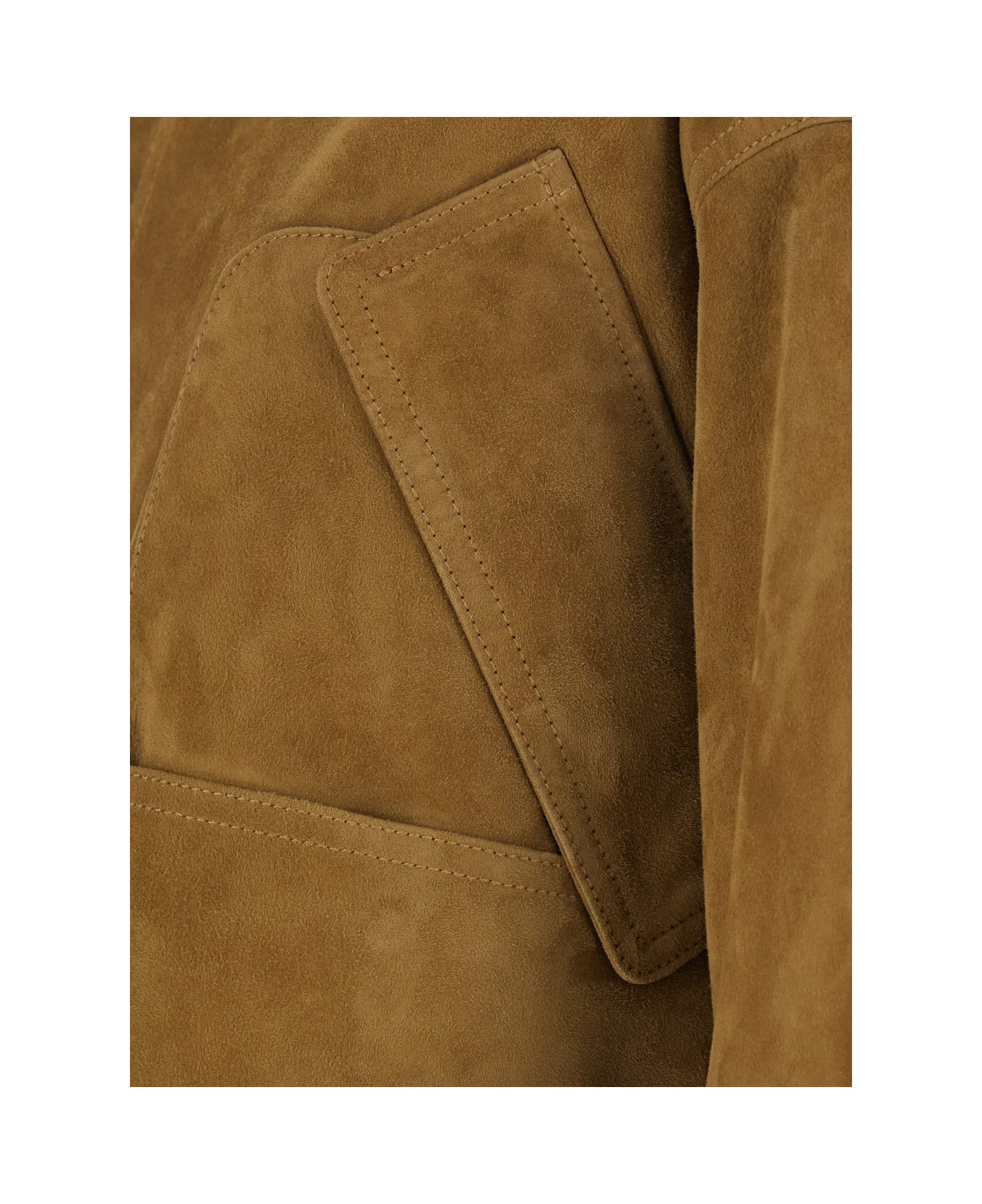The Attico Beige Jacket With High Neck And Logo Patch On The Rear In Suede Woman - Beige