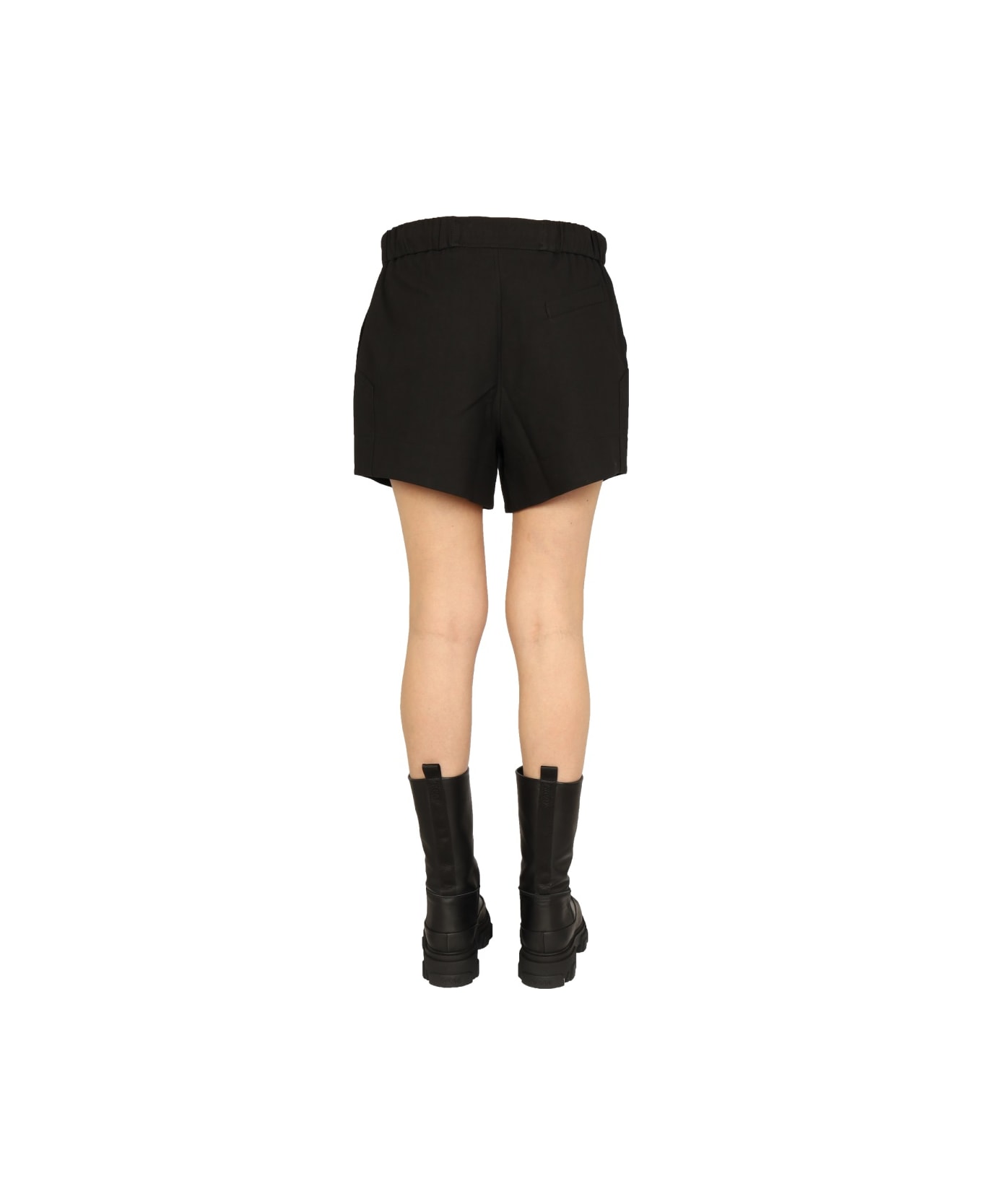 Ganni Ruffled Elastic Shorts - BLACK